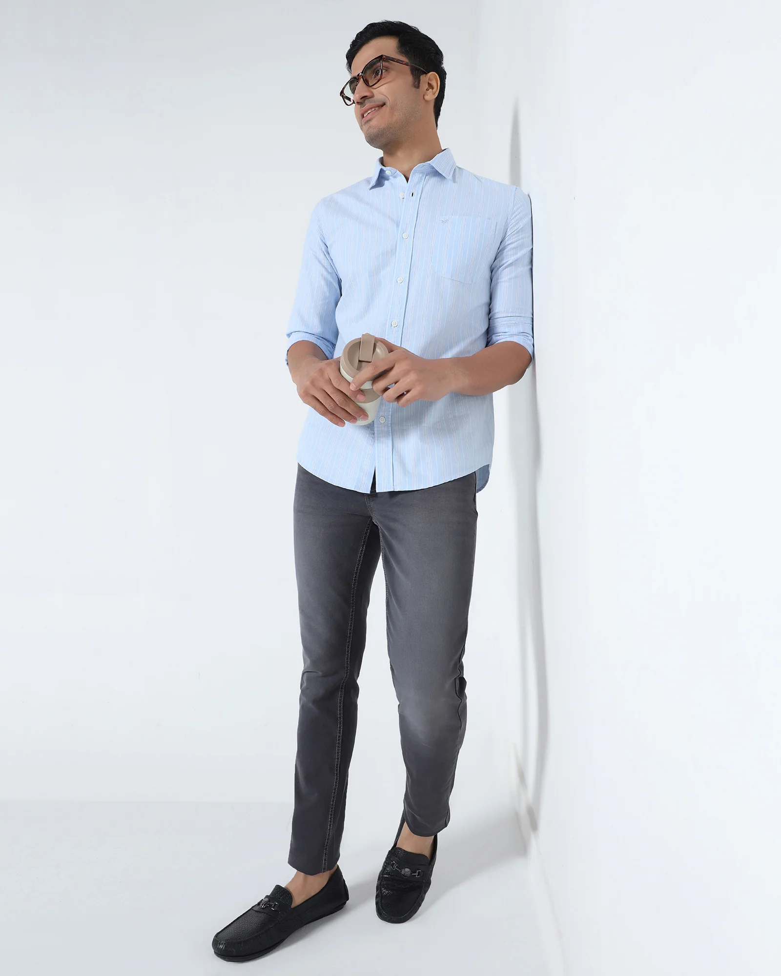 Grey Superflex Textured Slim Fit Jeans - Otis - Image 5