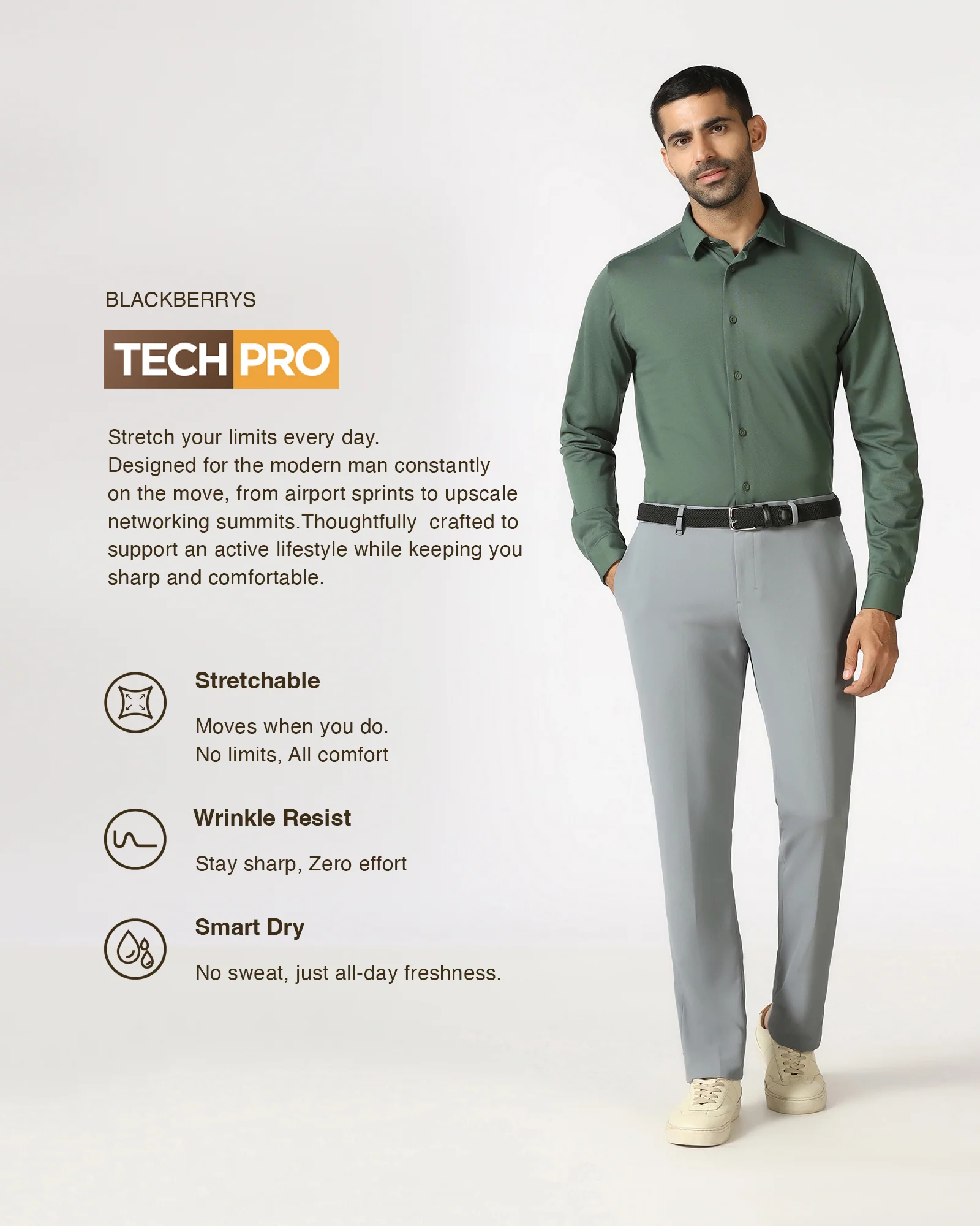 Grey TechPro Stripe Trouser - Martini - Image 3