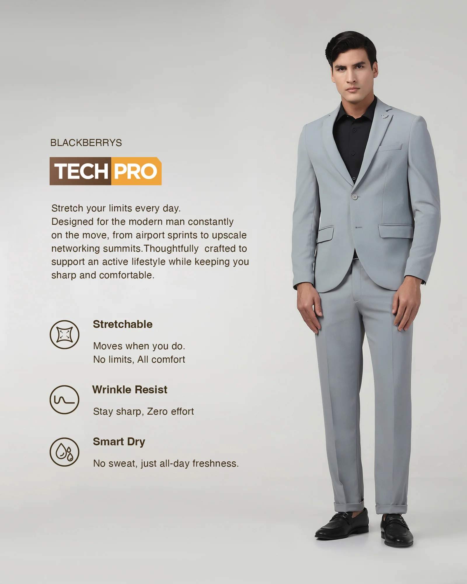 Grey TechPro Two Piece Stripe Suit - Telko - Image 3