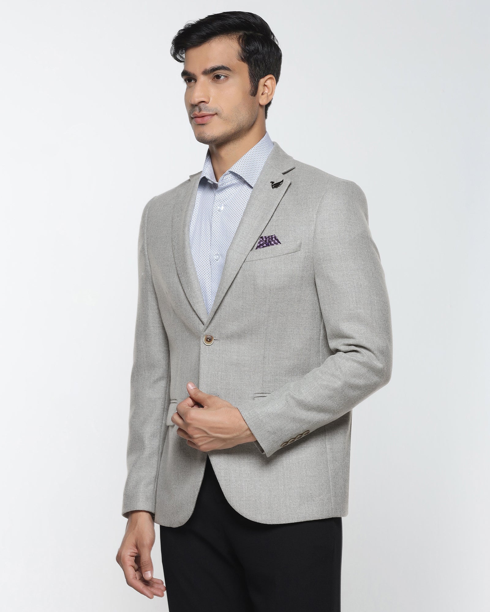 Grey Textured Blazer - Grant - Image 8