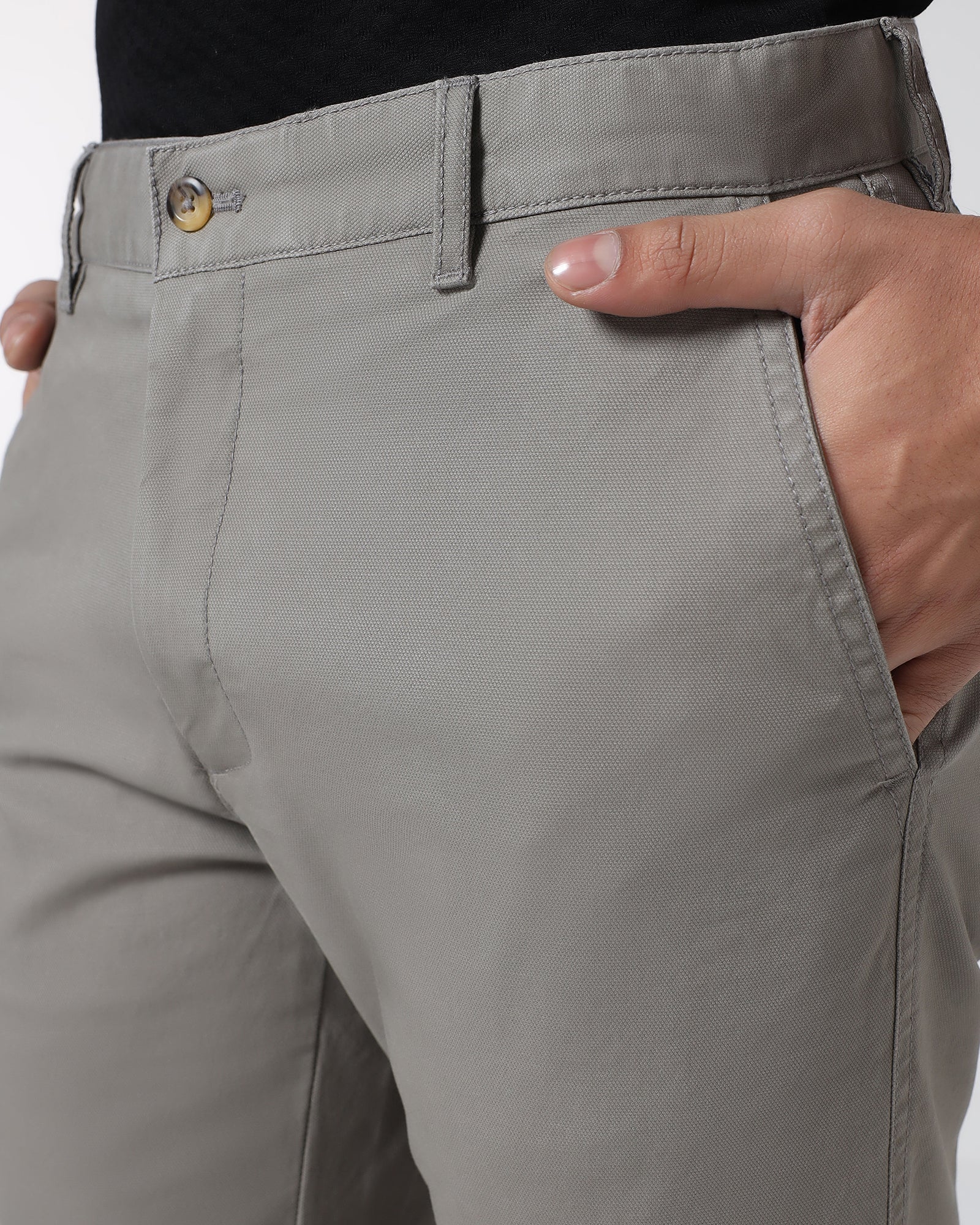 Grey Textured Khakis - Kary - Image 4