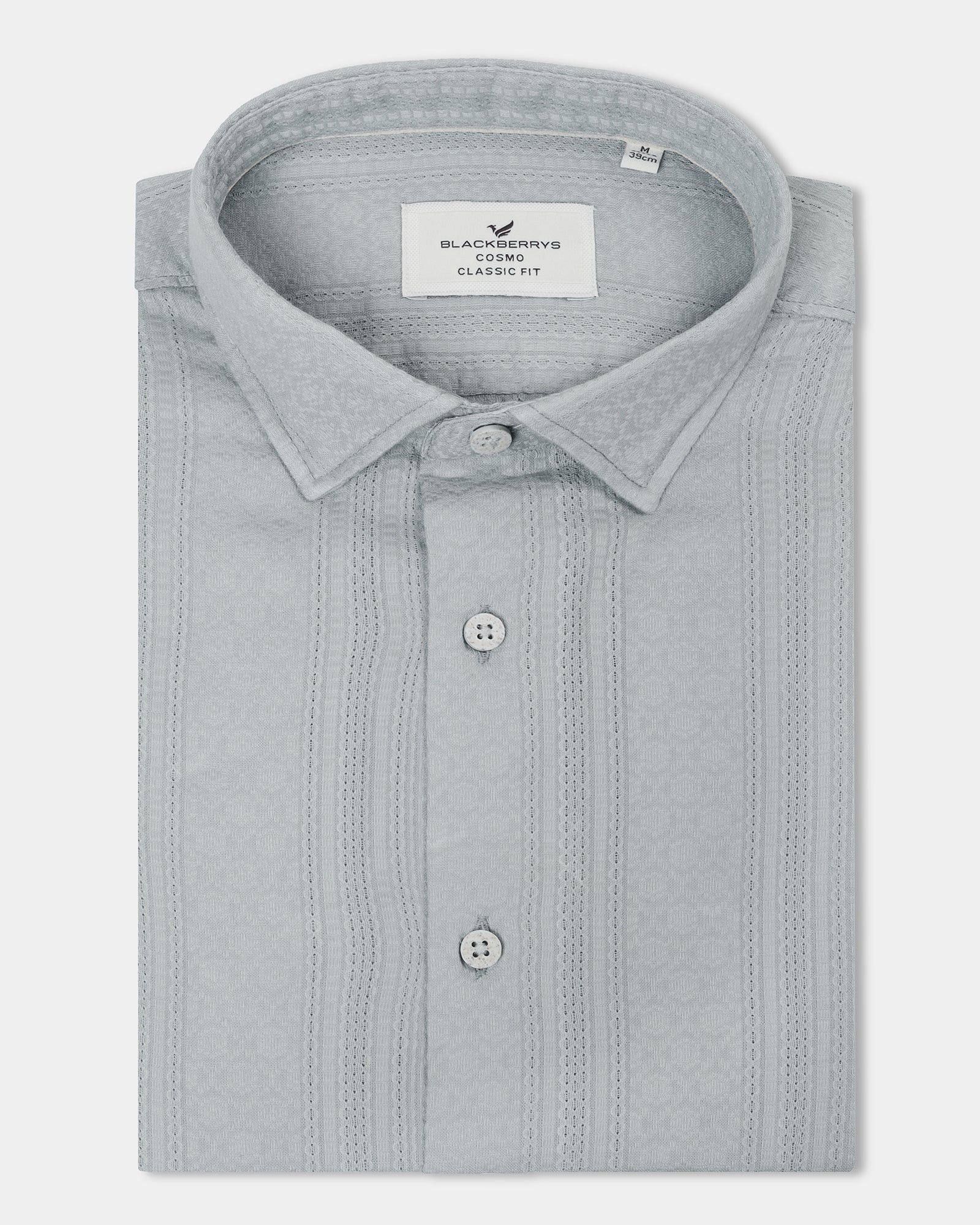 Grey Half Sleeve Textured Shirt - Lambo - Image 5