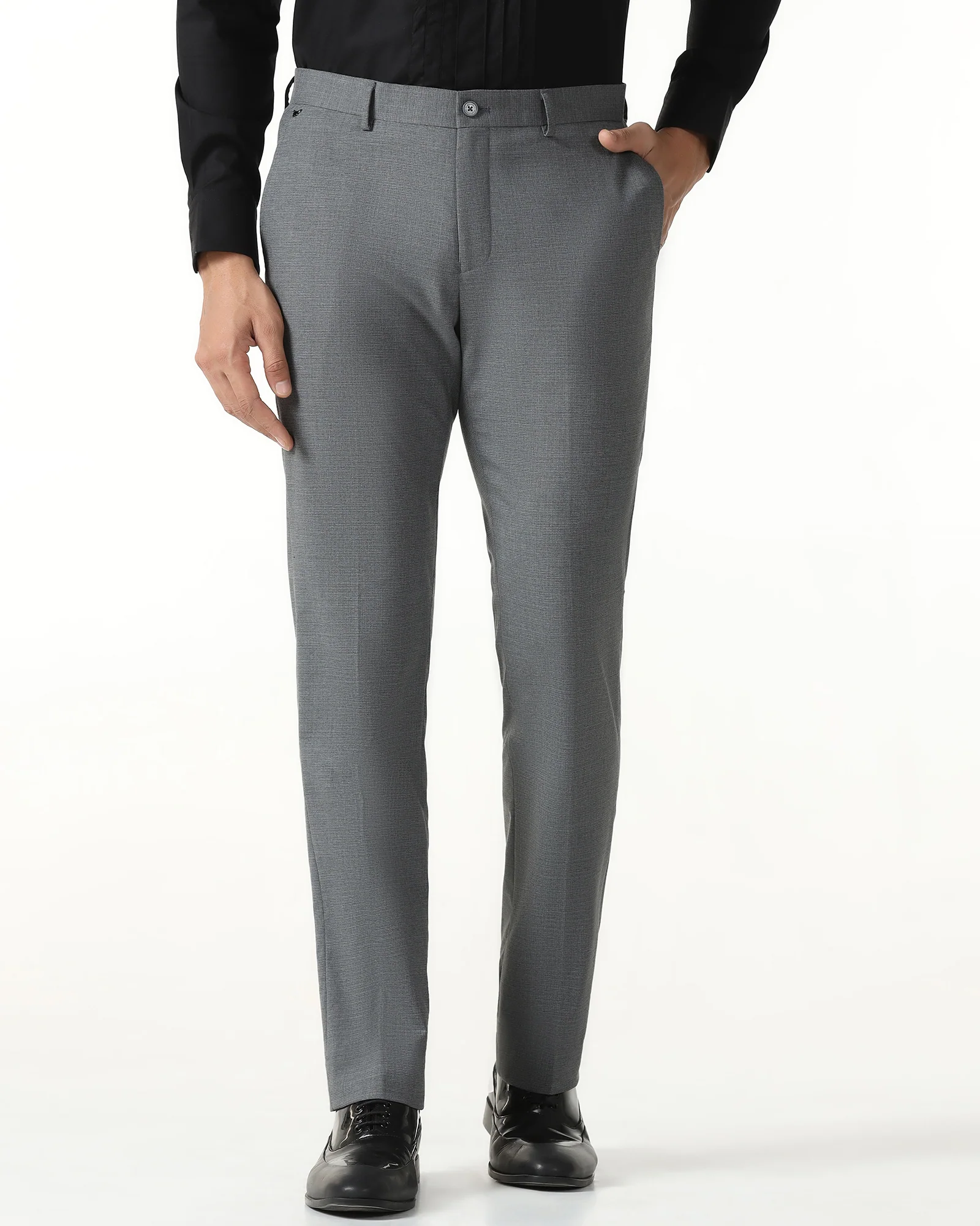 Grey Textured Trouser - Barrel - Image 3