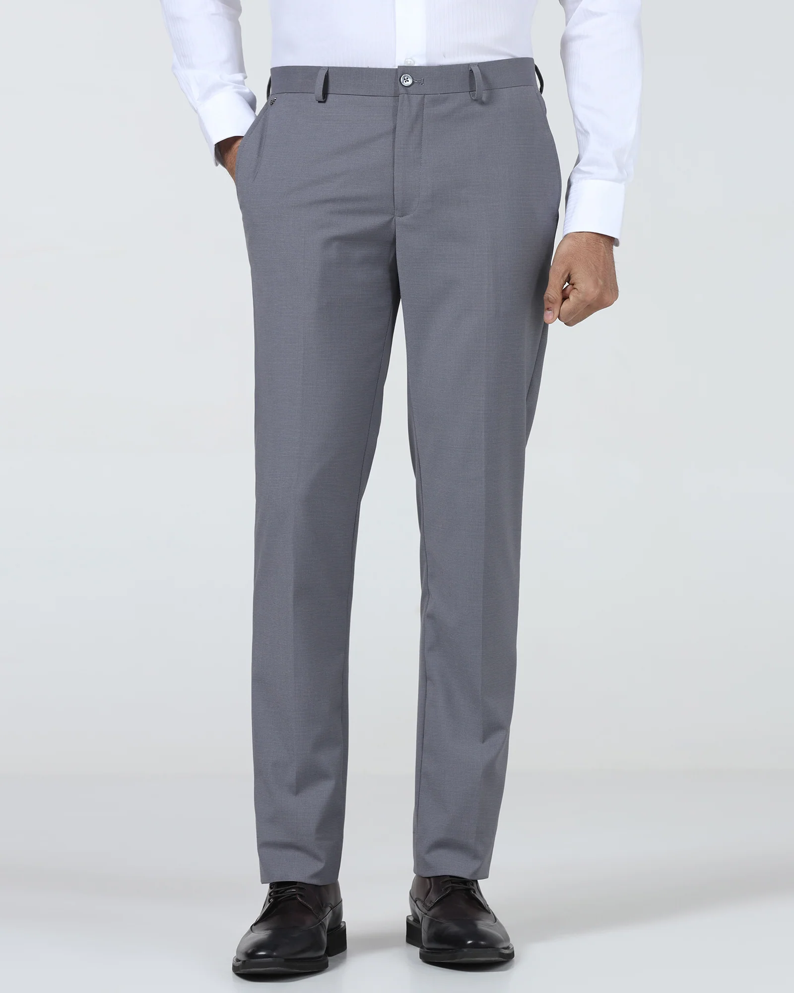 Grey Textured Trouser - Bernardo - Image 3