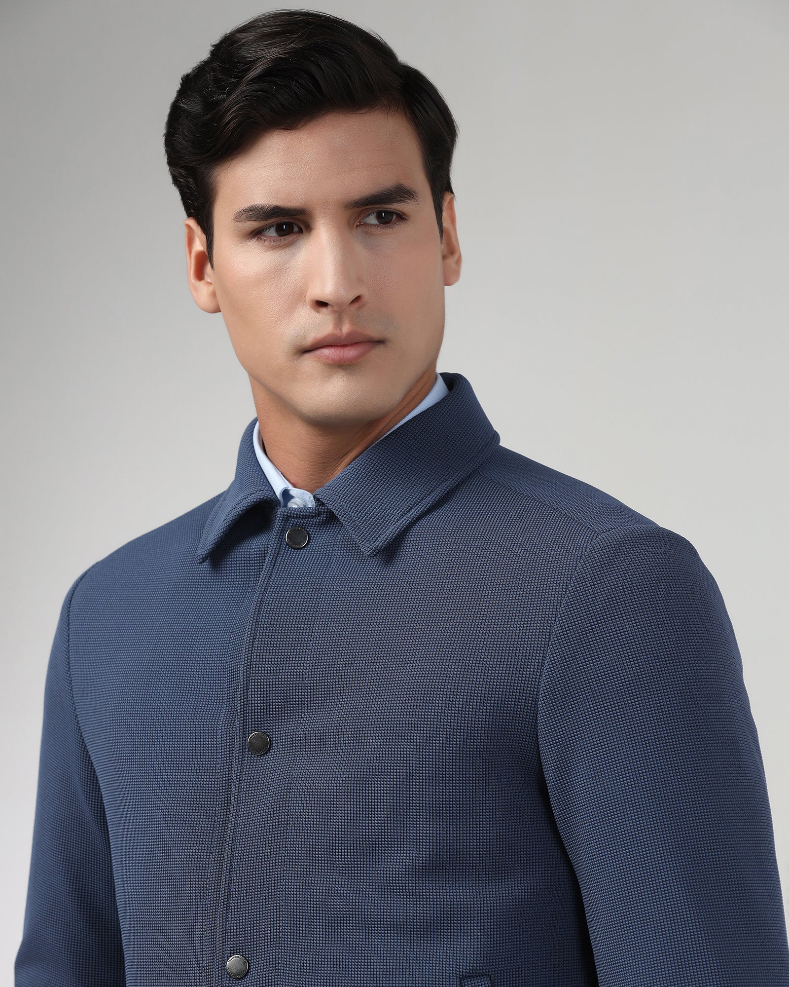 Grey Textured Zipper Jacket - Joan - Image 4