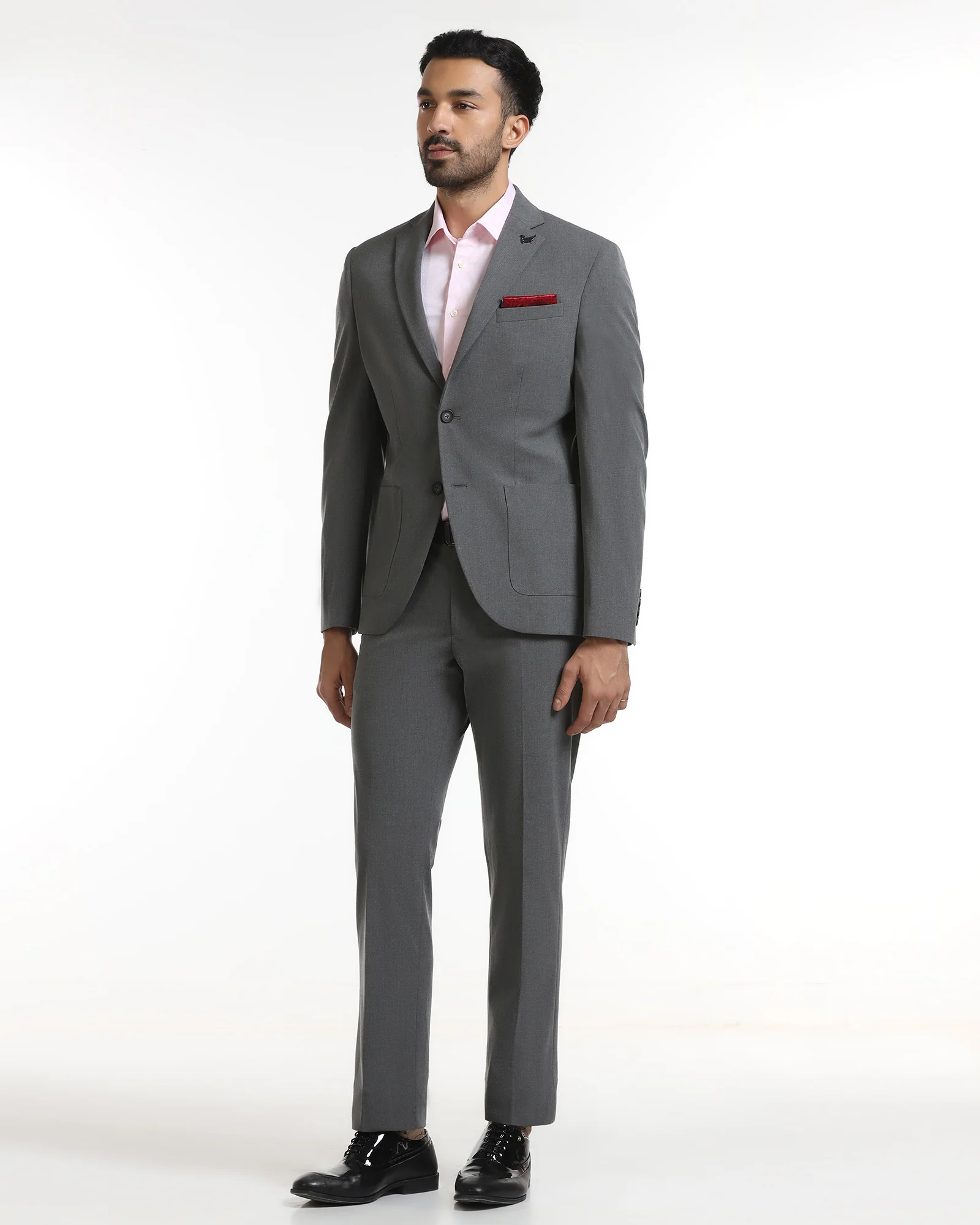 Grey Two Piece Solid Suit - Tenor - Image 3