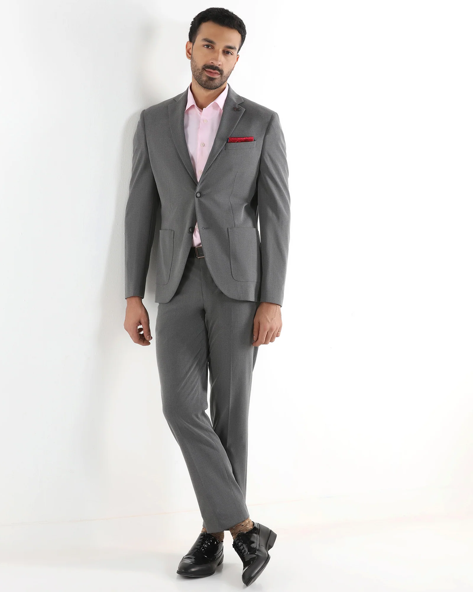 Grey Two Piece Solid Suit - Tenor - Image 8