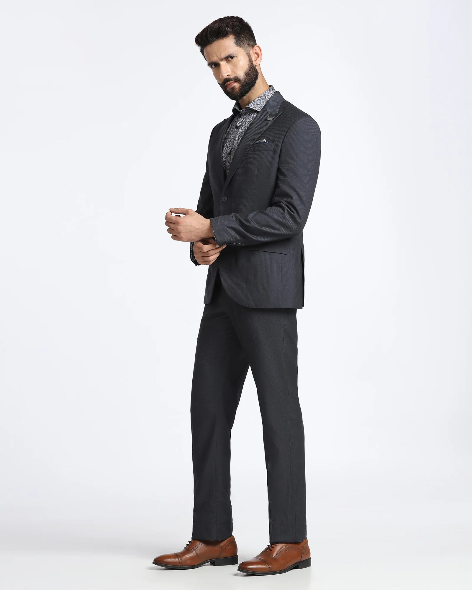 Grey Two Piece Stripe Suit - Jime - Image 3