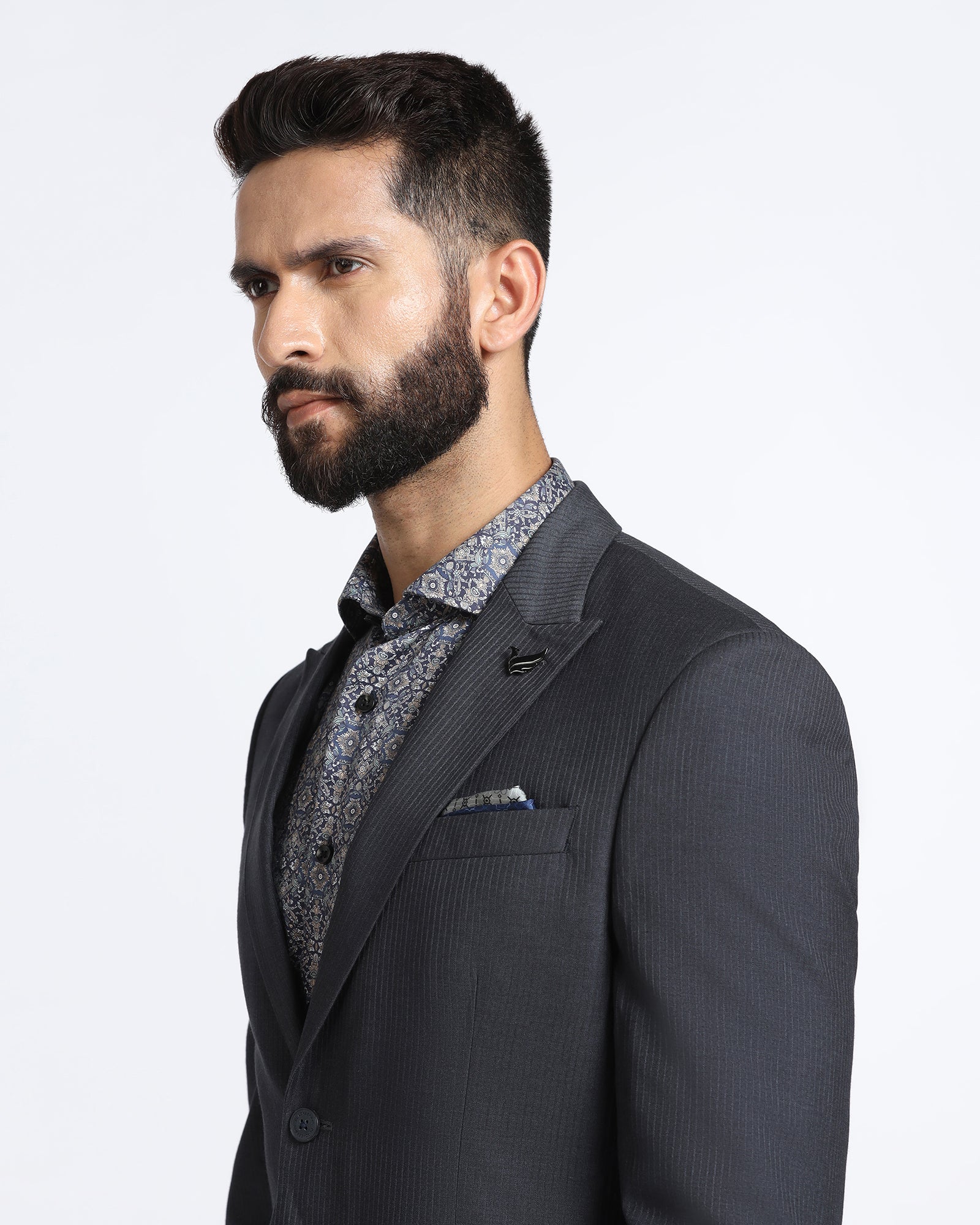 Grey Two Piece Stripe Suit - Jime - Image 4