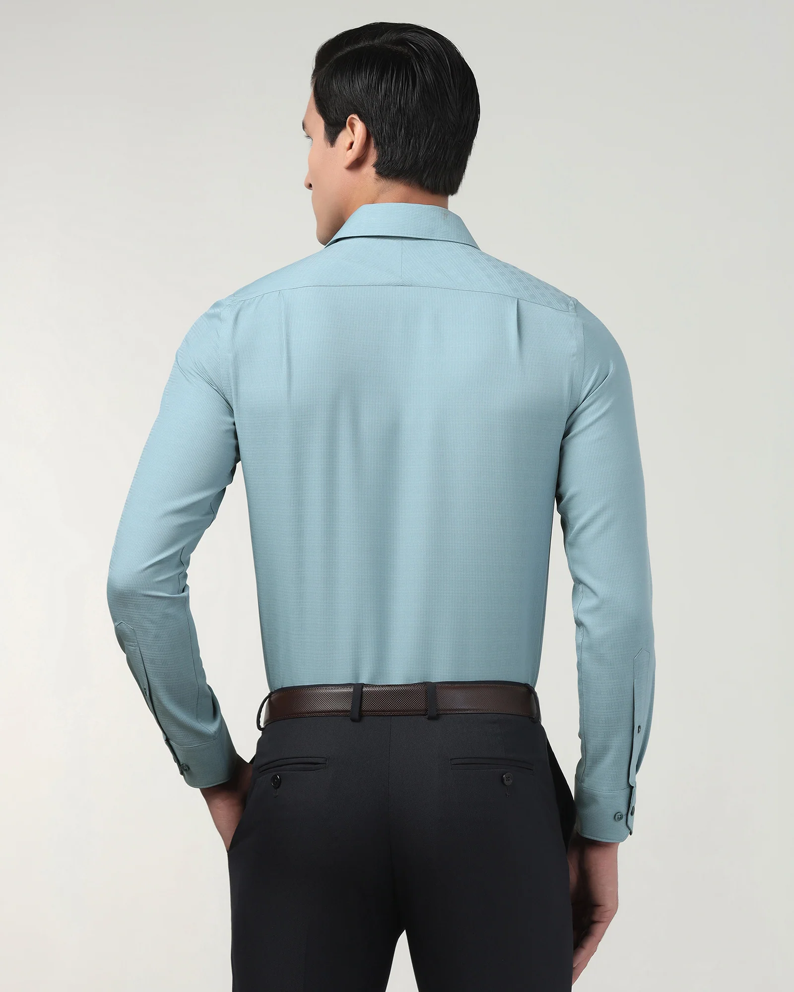 Greyish Blue Non Iron Textured Shirt - Reform E - Image 2