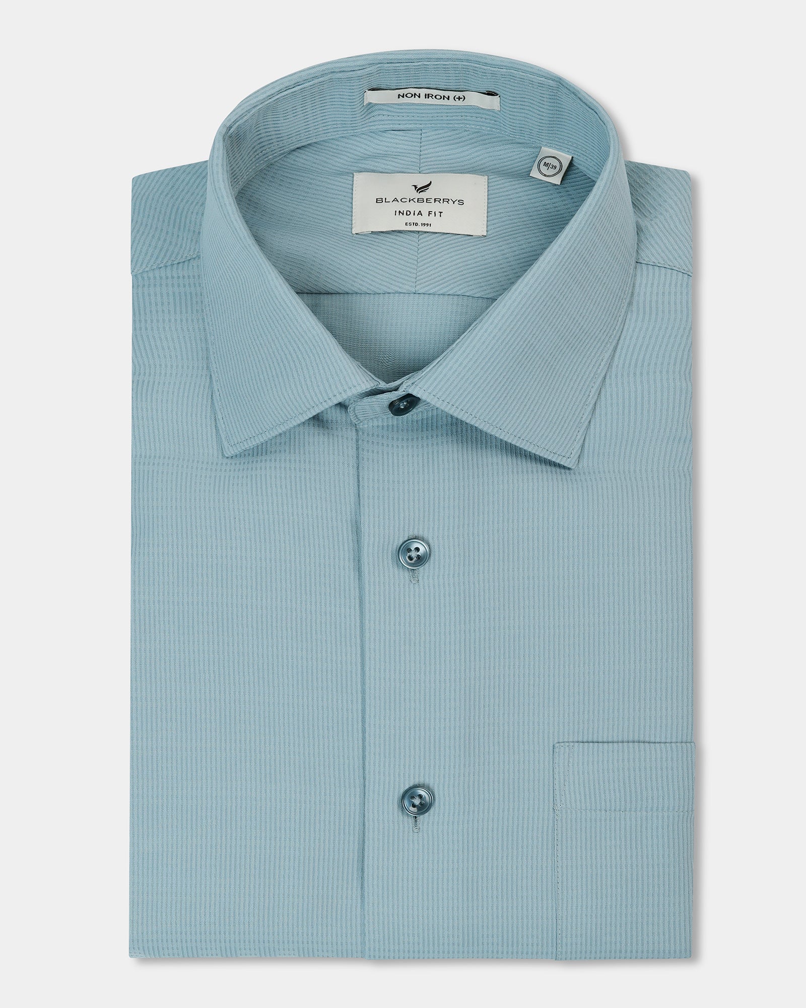 Greyish Blue Non Iron Textured Shirt - Reform E - Image 5