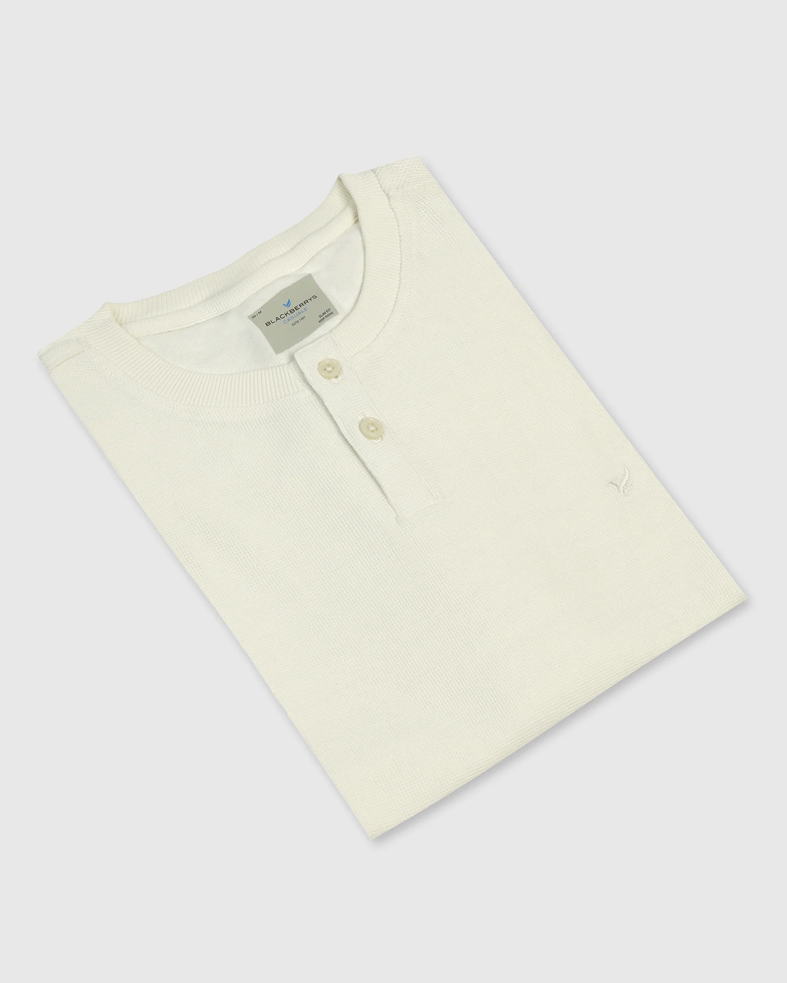 Henley Collar Powder Yellow Textured T-Shirt - Clark - Image 5