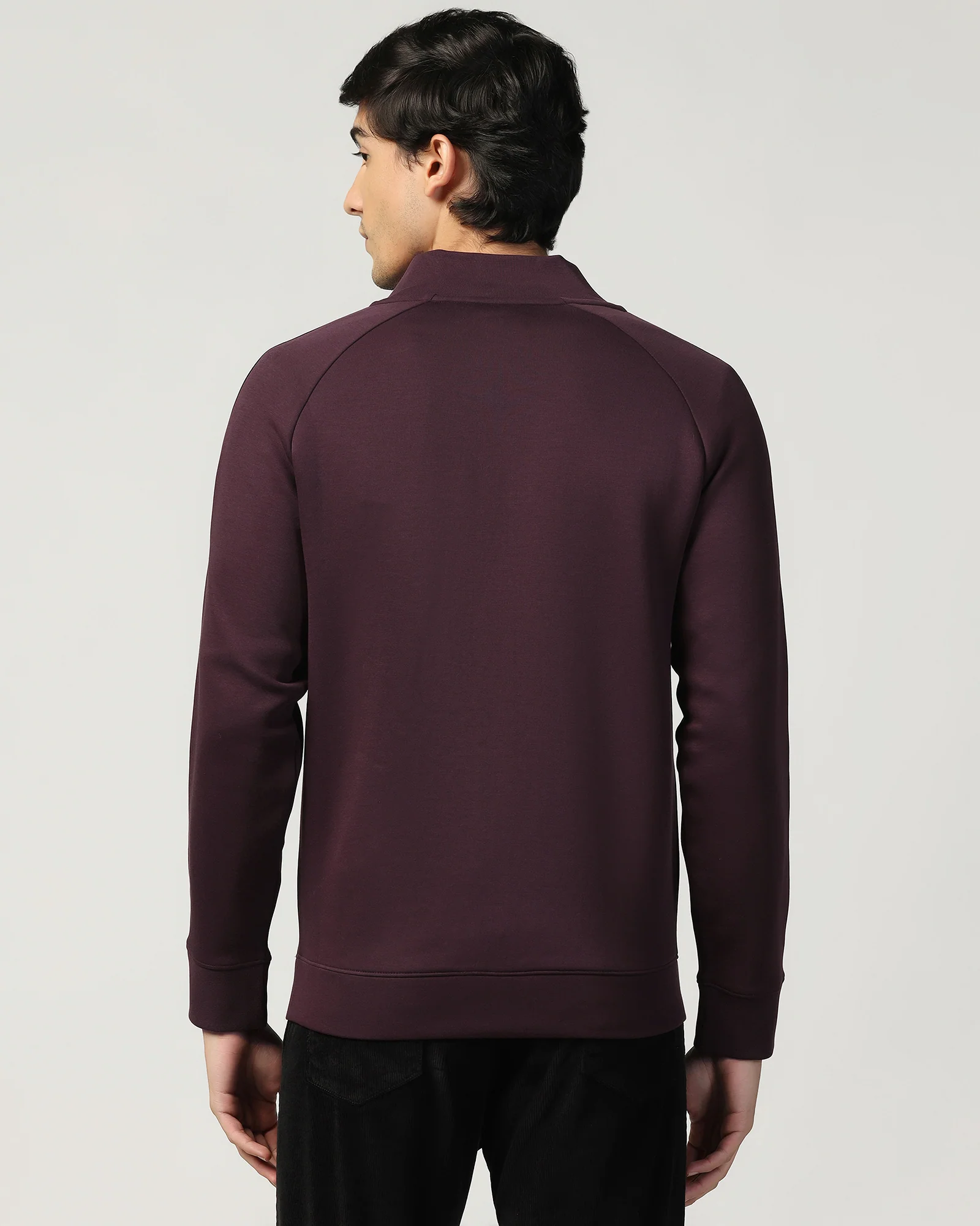 High Neck Fig Solid Sweatshirt - Decy - Image 2