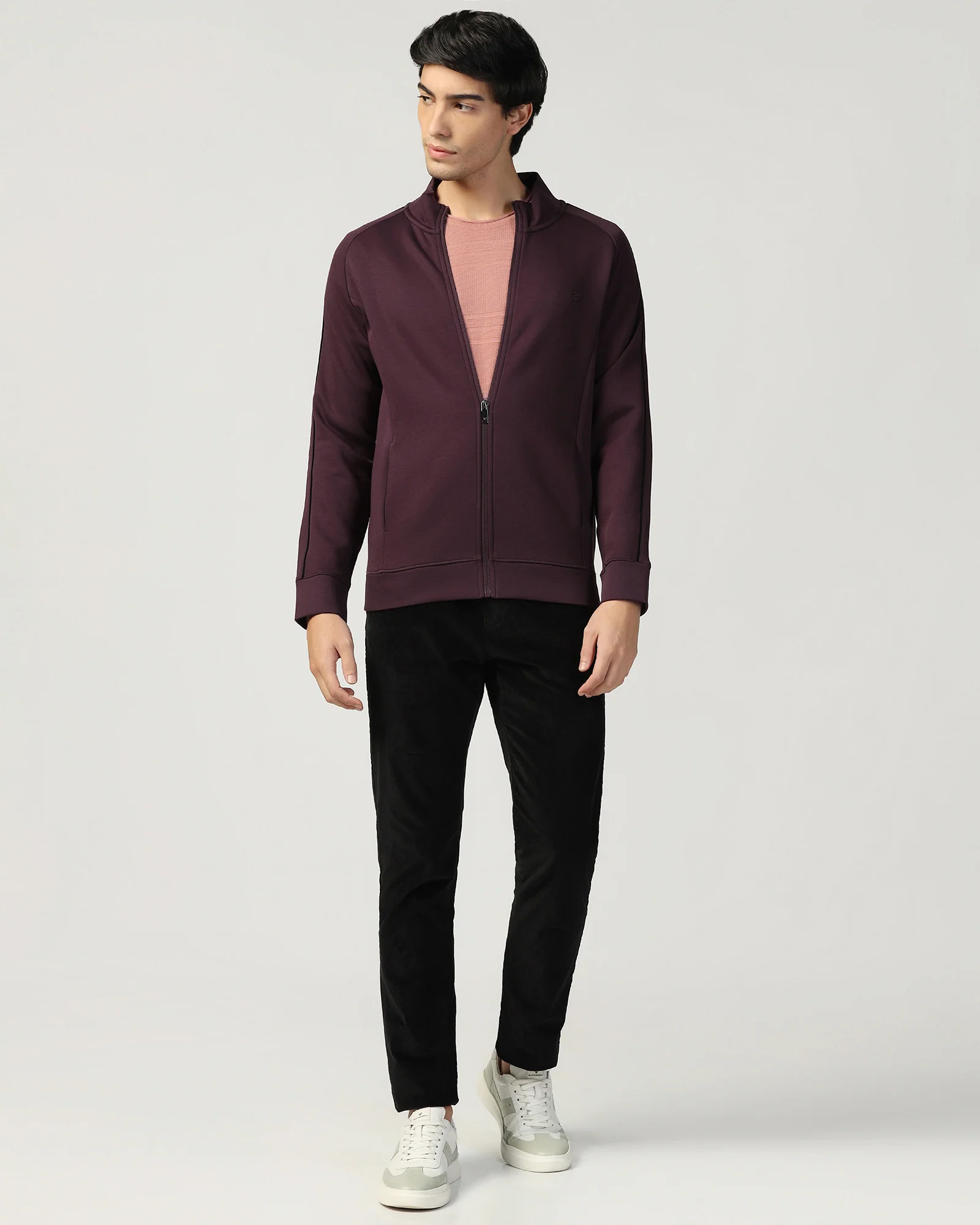 High Neck Fig Solid Sweatshirt - Decy - Image 3