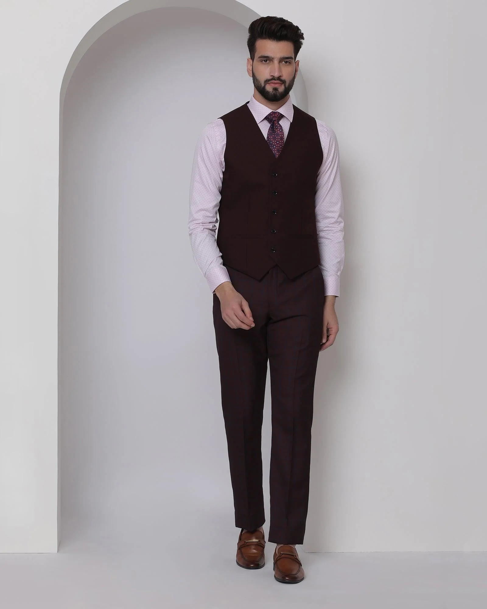 Multitude 6X Wine Check Formal Suit - Hildo - Image 5