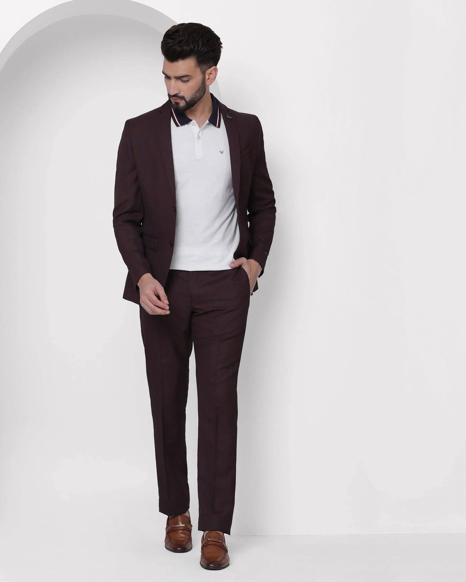 Multitude 6X Wine Check Formal Suit - Hildo - Image 8
