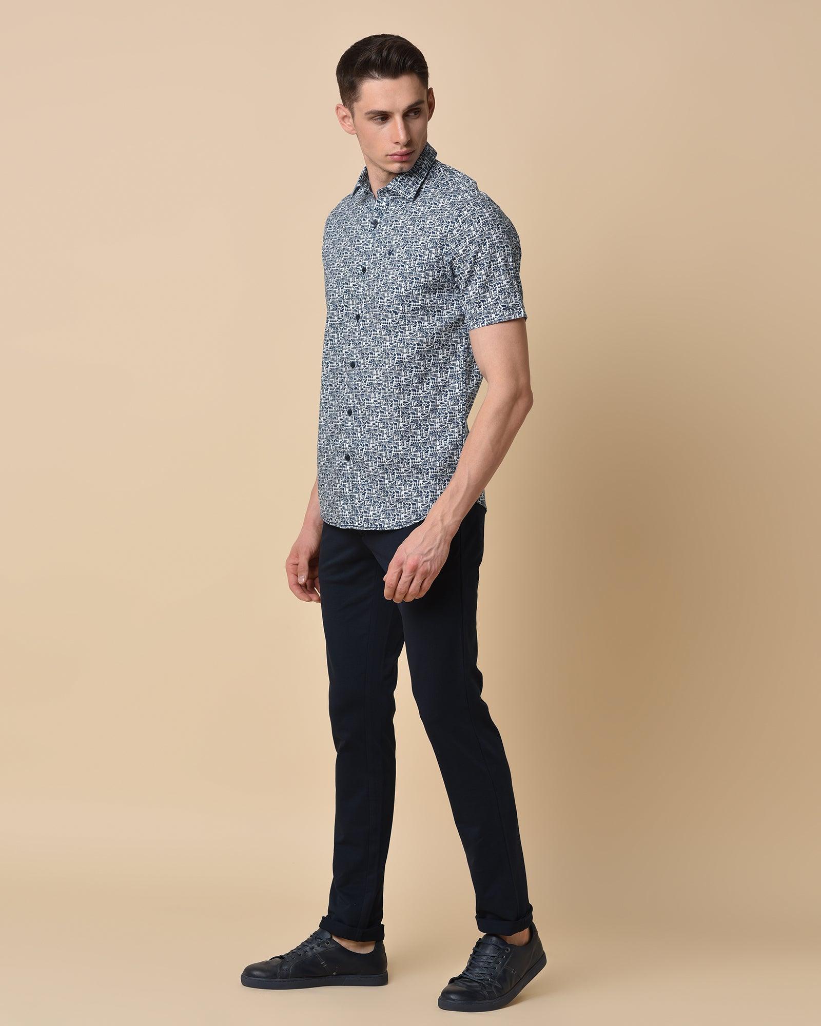 Slim Fit B-91 Casual Navy Solid Khakis - Honey