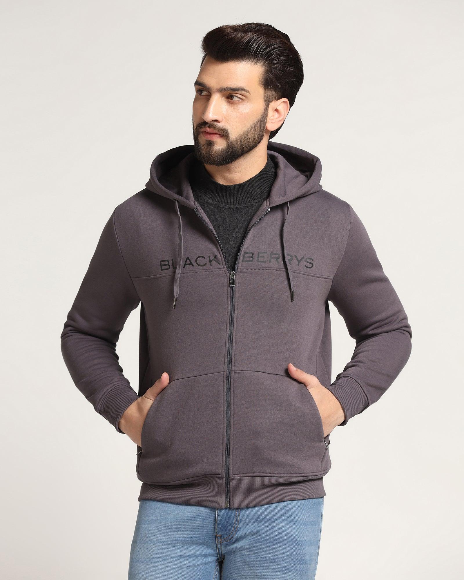 Hoodie Asphalt Grey Printed Sweatshirt - Soul