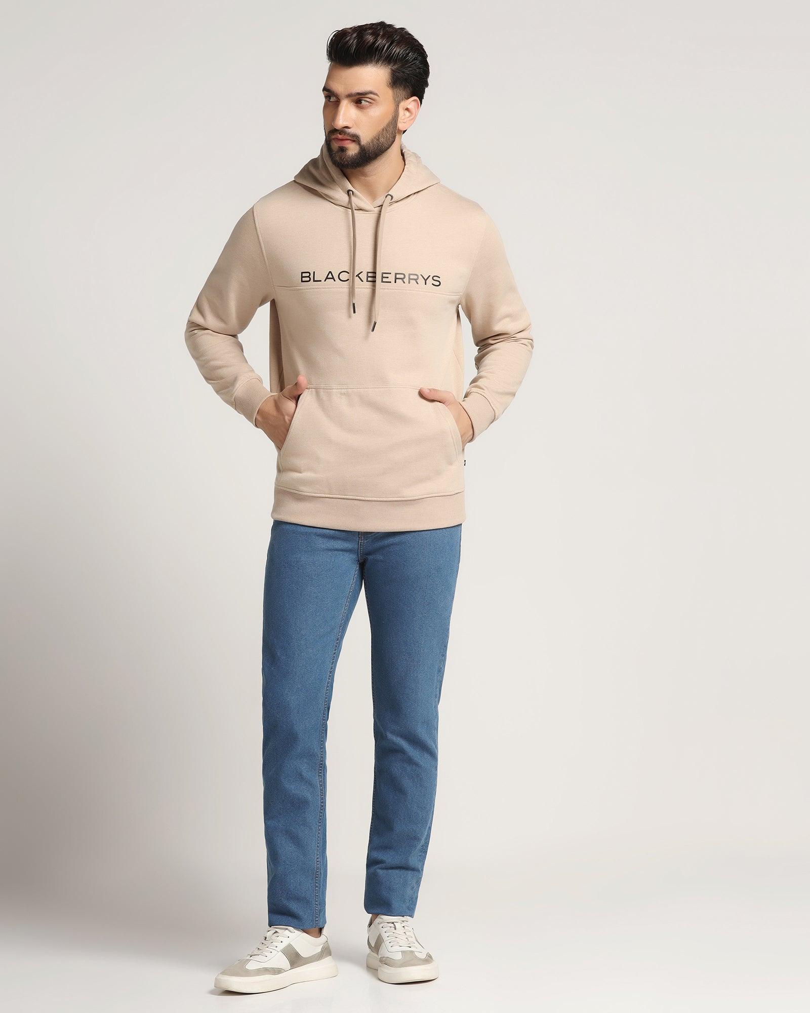 Hoodie Beige Melange Printed Sweatshirt - Jaquel - Image 3