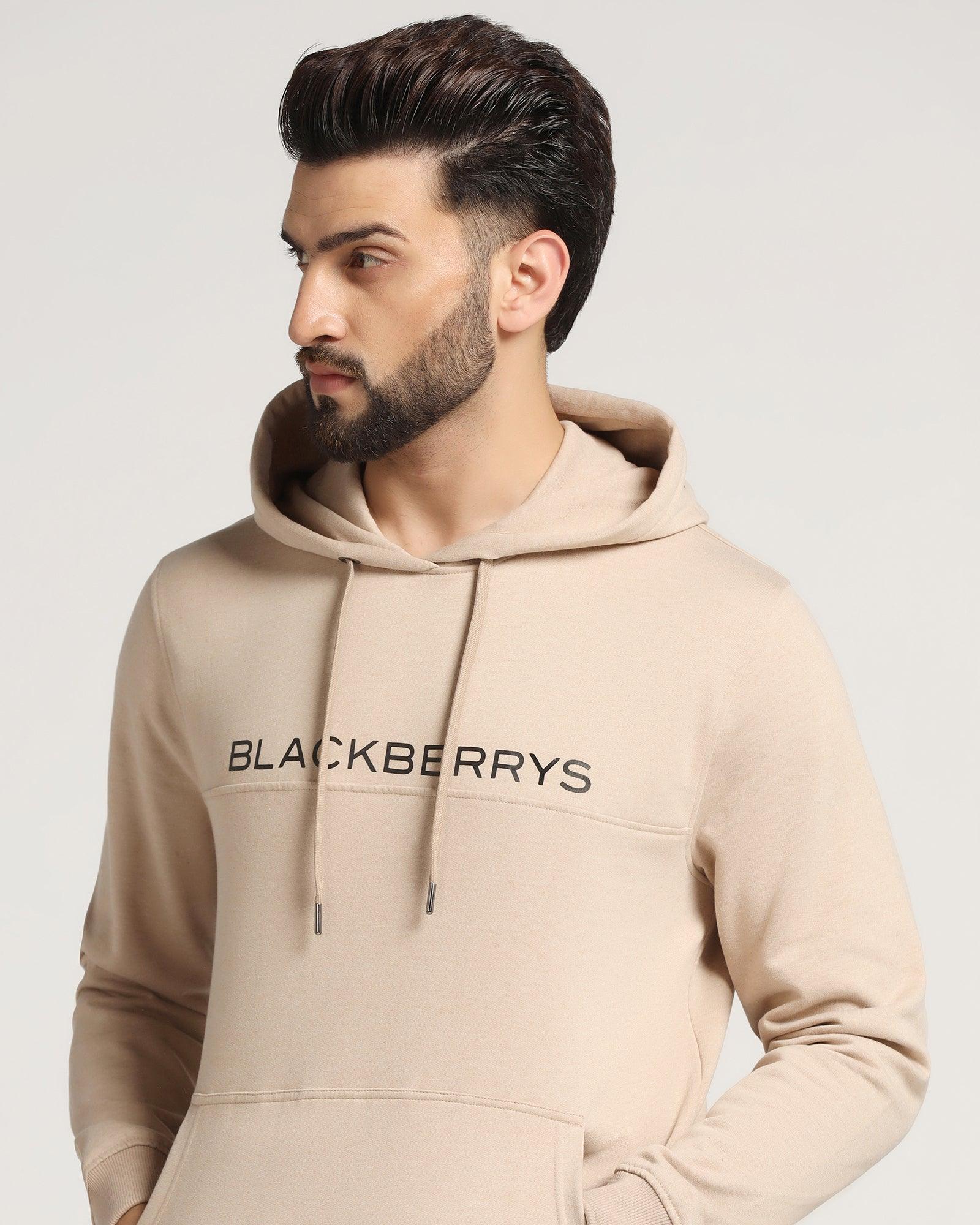 Hoodie Beige Melange Printed Sweatshirt - Jaquel - Image 4
