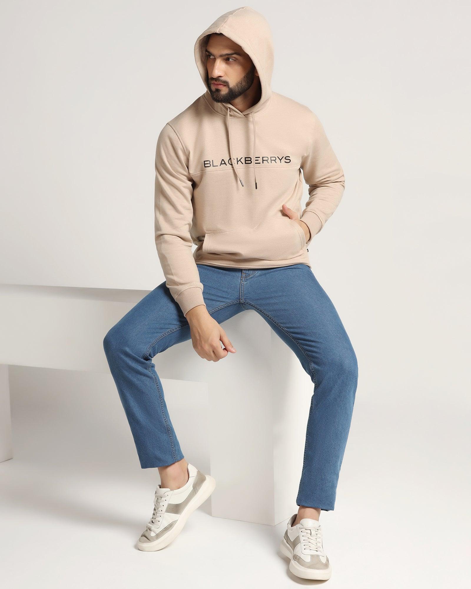 Hoodie Beige Melange Printed Sweatshirt - Jaquel - Image 5