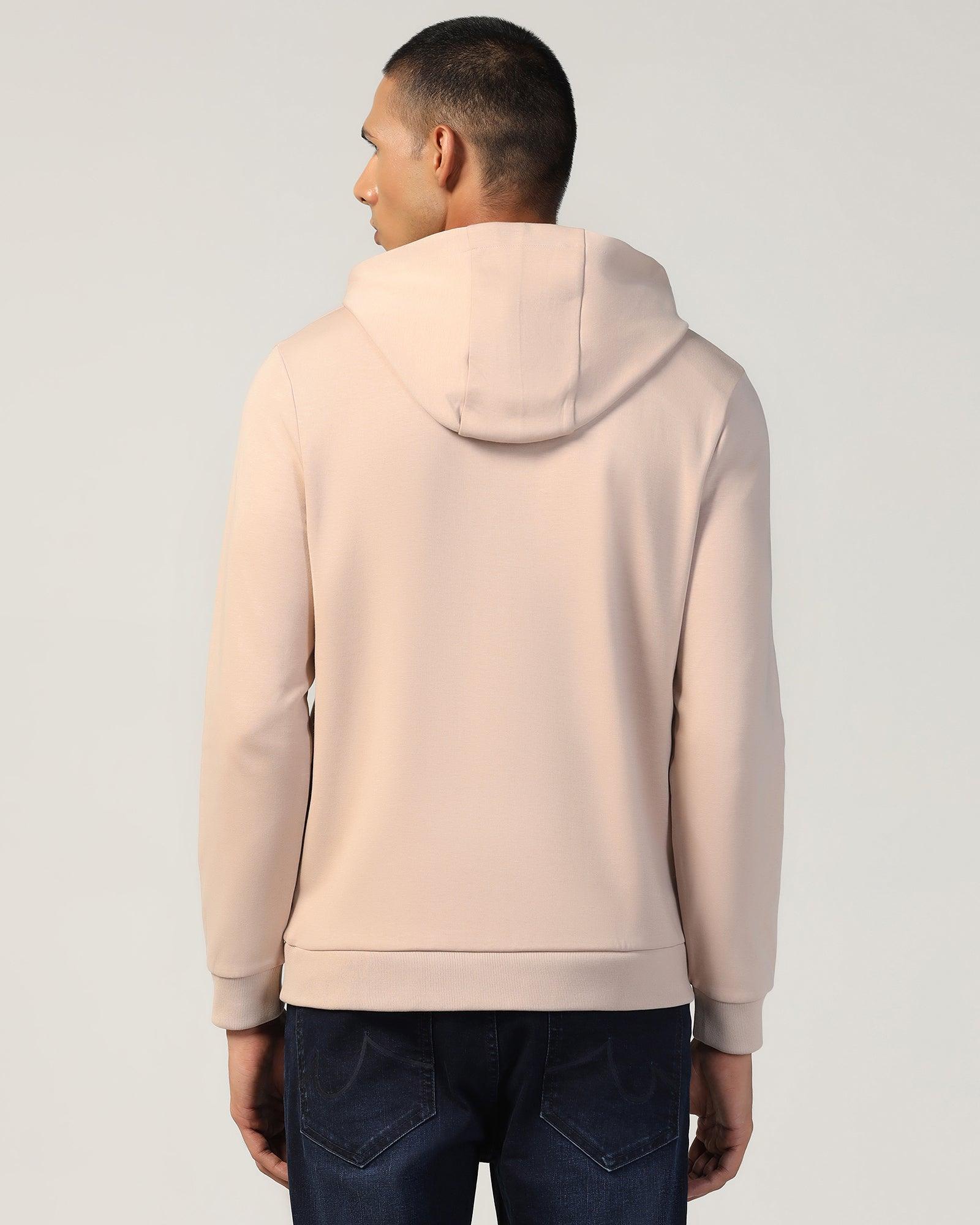 Hoodie Beige Solid Sweatshirt - Snape - Image 2