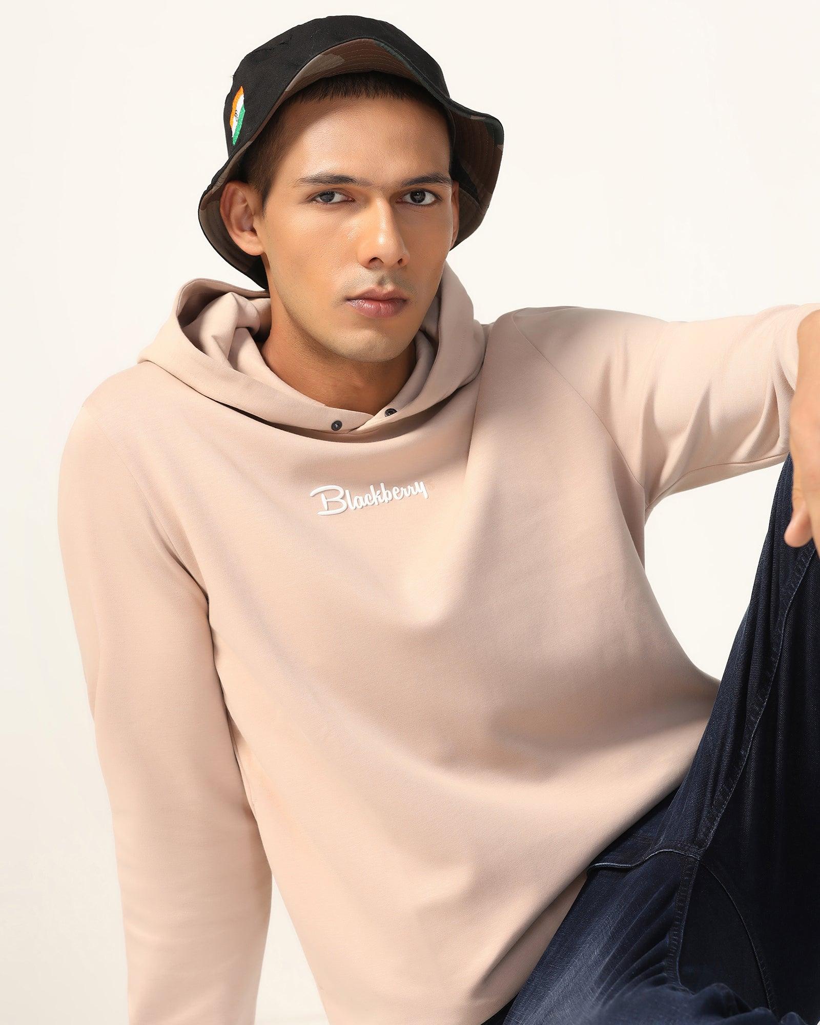 Hoodie Beige Solid Sweatshirt - Snape - Image 6
