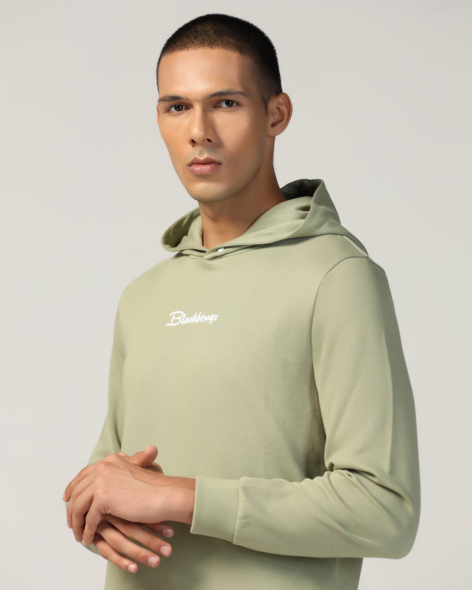 Hoodie Oil Green Solid Sweatshirt - Snape - Image 4