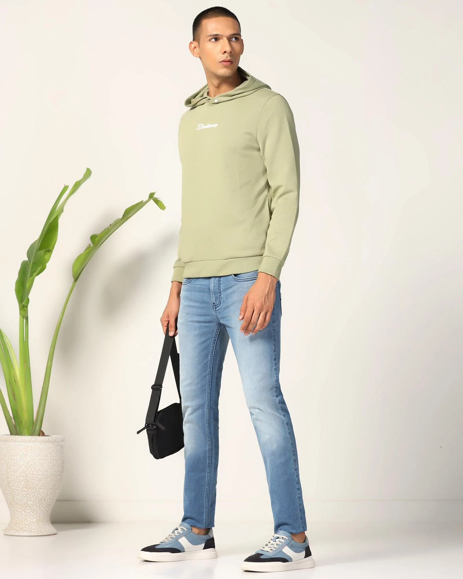Hoodie Oil Green Solid Sweatshirt - Snape - Image 5