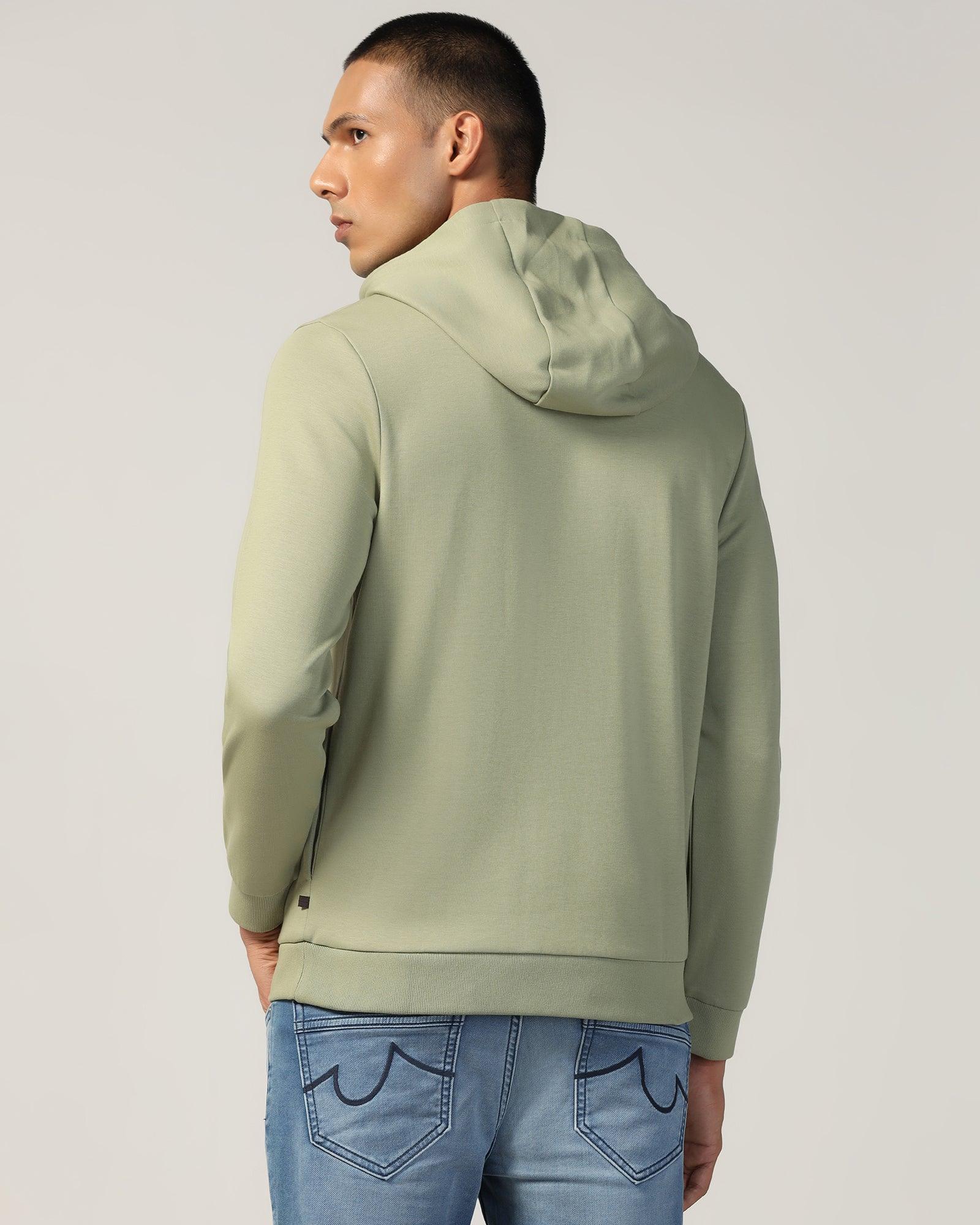 Hoodie Oil Green Solid Sweatshirt - Snape - Image 6
