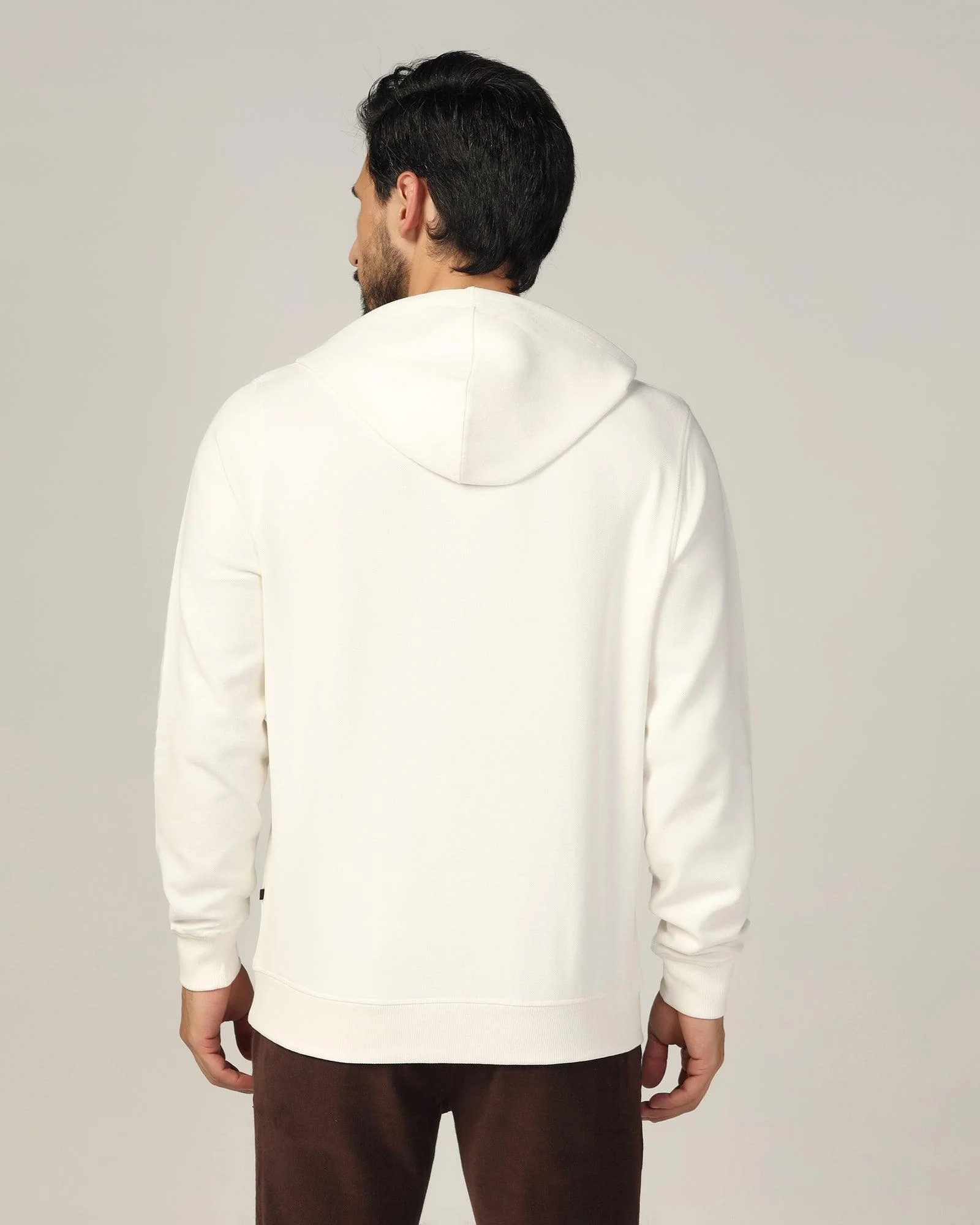 Hoodie Off White Solid Sweatshirt - Feb - Image 2