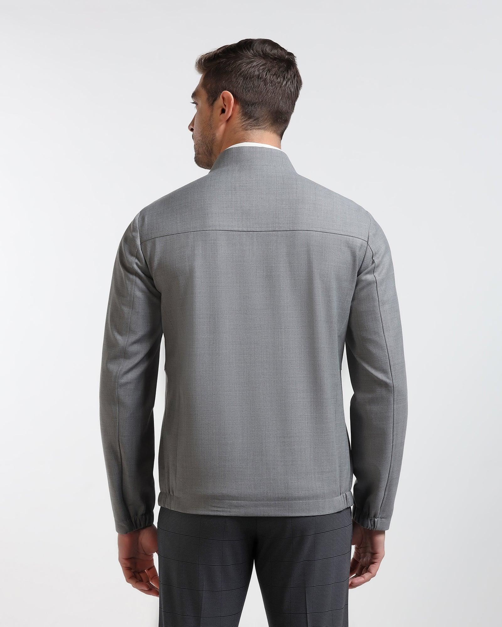 TechPro Grey Solid Zipper Jacket - Zeno - Image 2