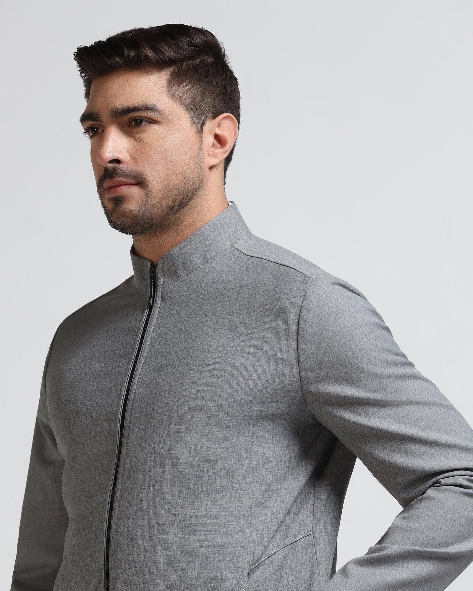 TechPro Grey Solid Zipper Jacket - Zeno - Image 4