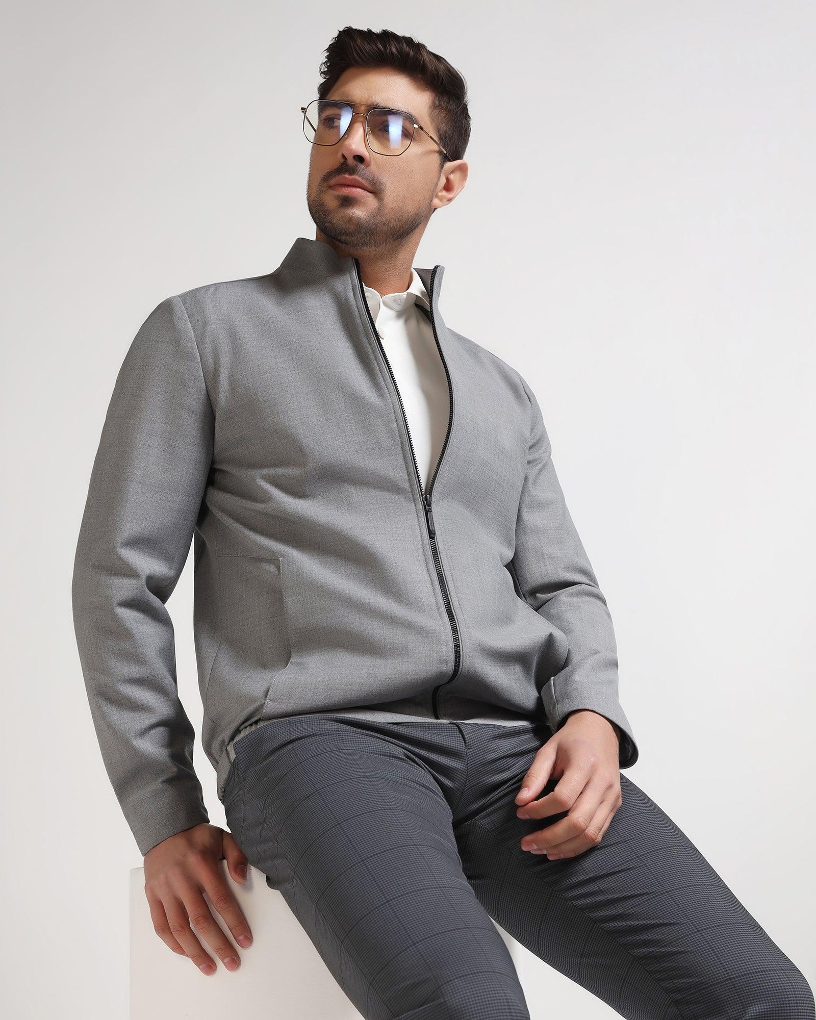 TechPro Grey Solid Zipper Jacket - Zeno - Image 6