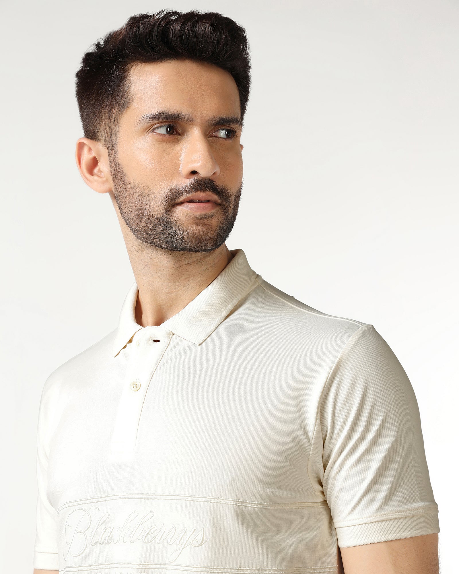 Ivory White Solid Polo - Grand - Image 4