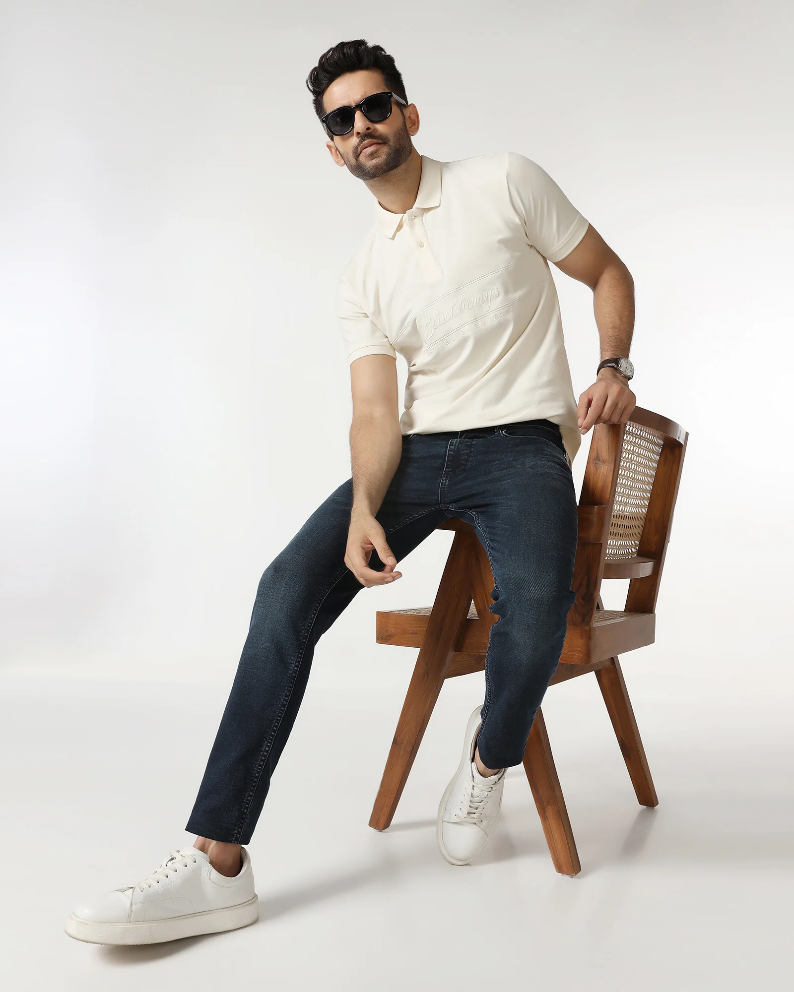 Ivory White Solid Polo - Grand - Image 7
