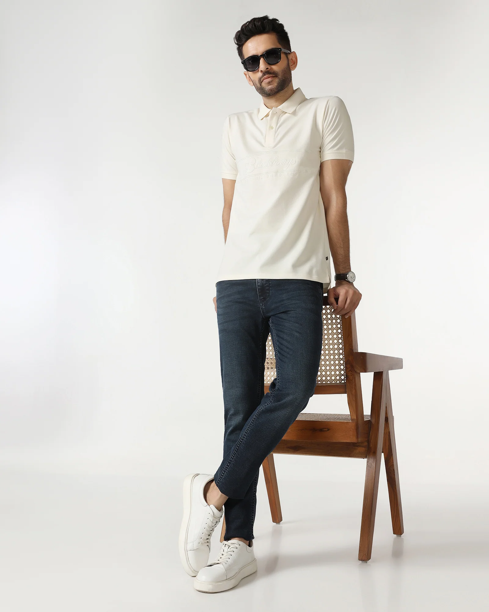 Ivory White Solid Polo - Grand - Image 8