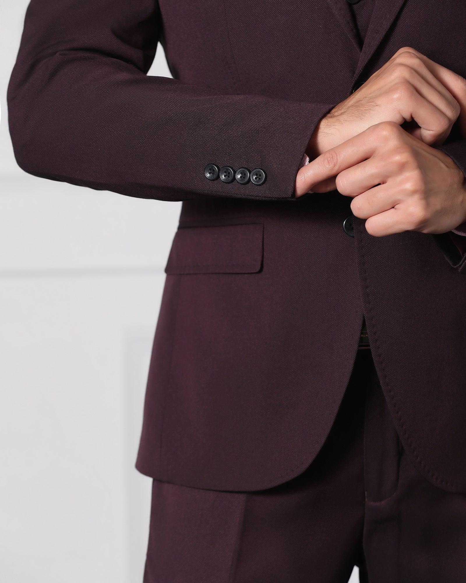 Must Haves Three Piece Darkk Wine Solid Formal Suit - Jaguar - Image 7