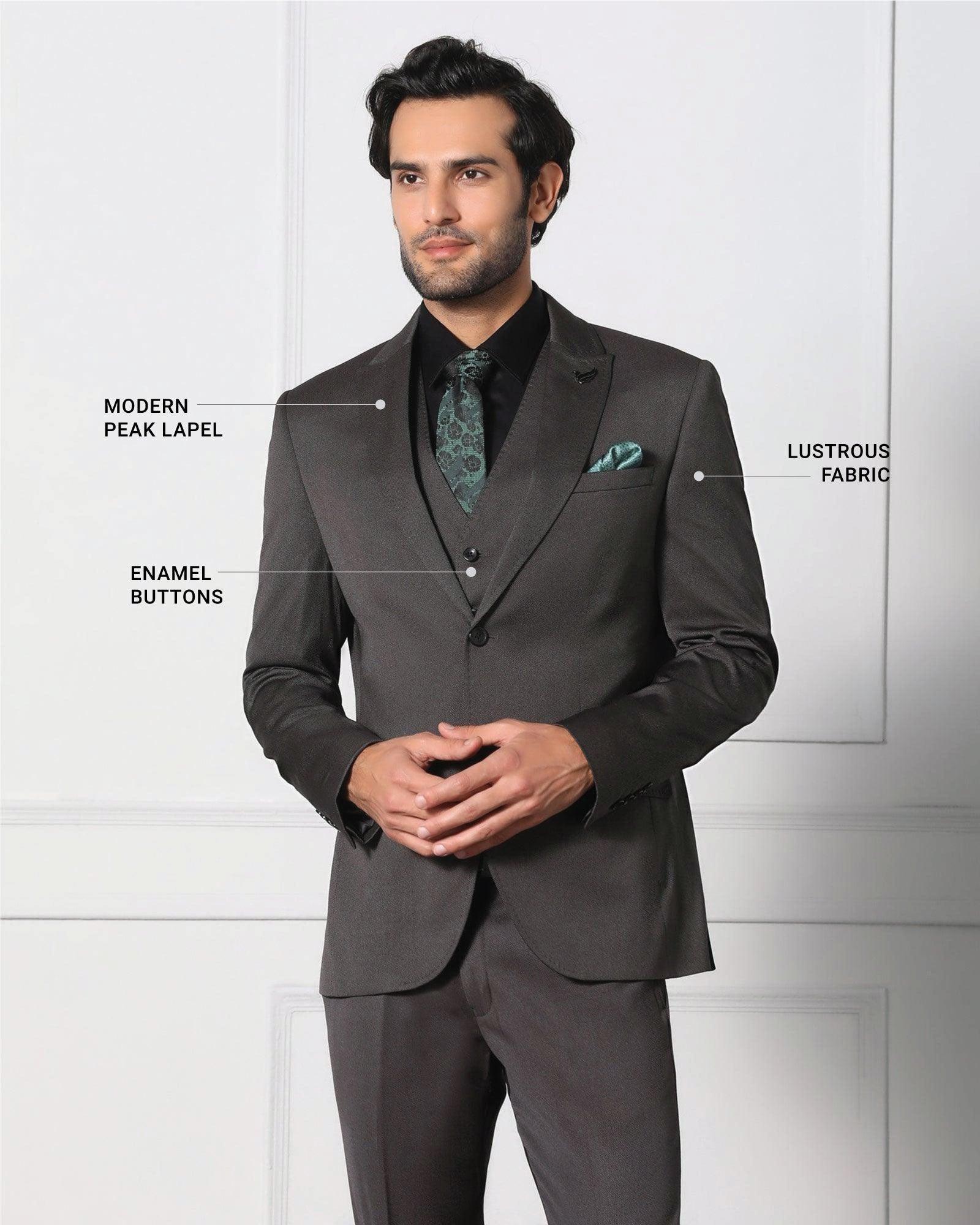 Must Haves Three Piece Grey Solid Formal Suit - Jaguar - Image 4