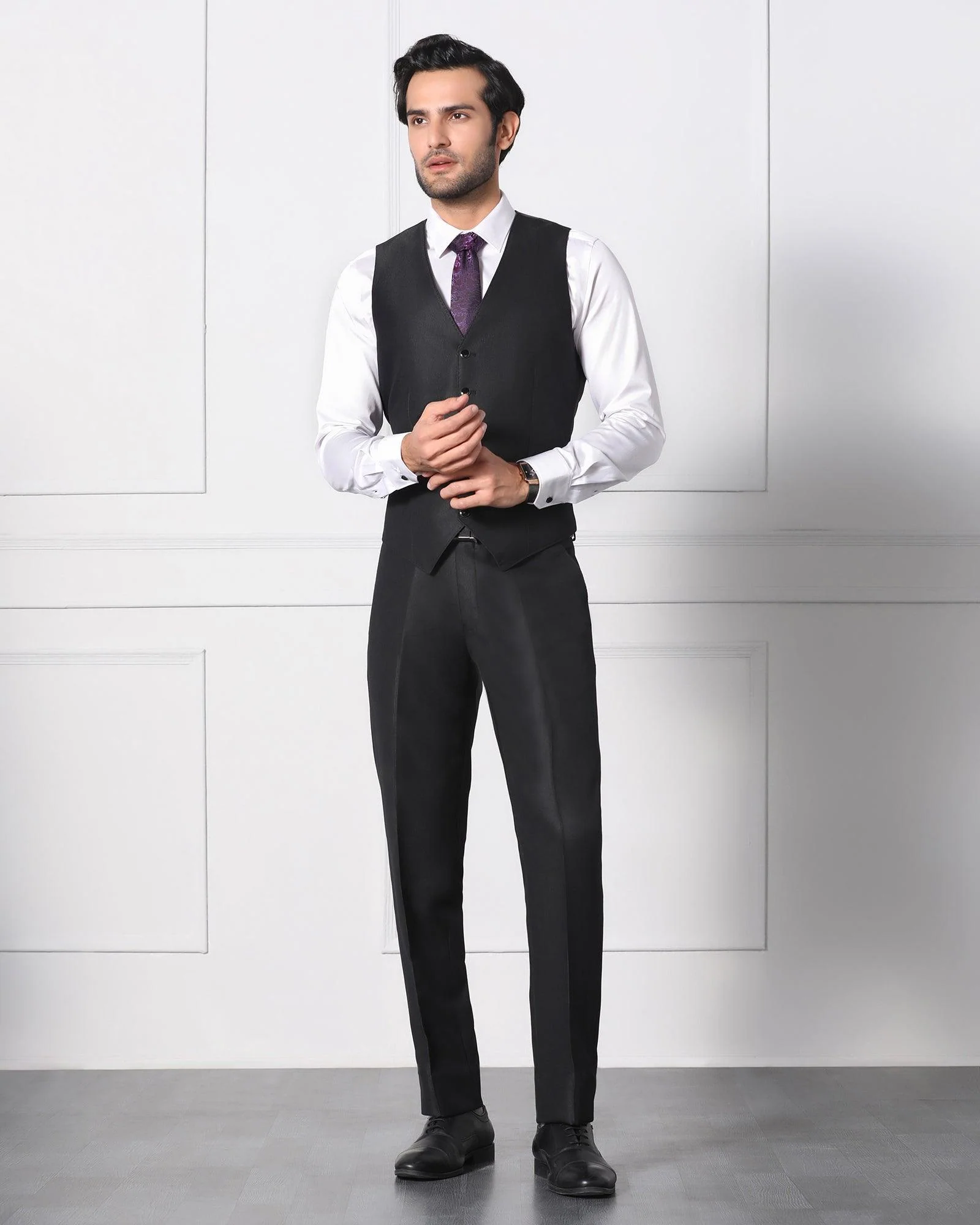 Must Haves Three Piece Black Solid Formal Suit - Jaydon - Image 6