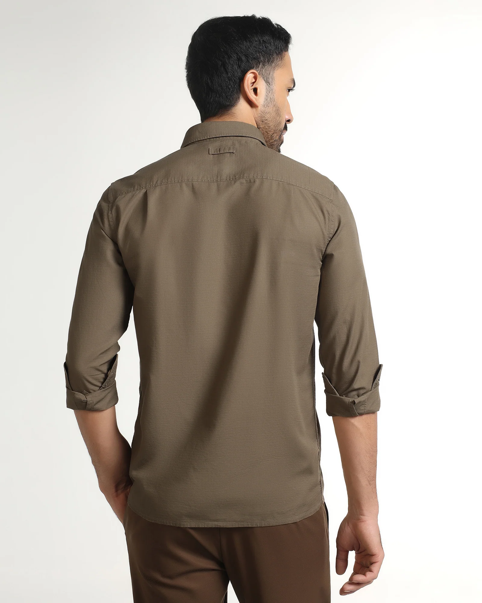 Khaki Solid Shirt - Renob - Image 2