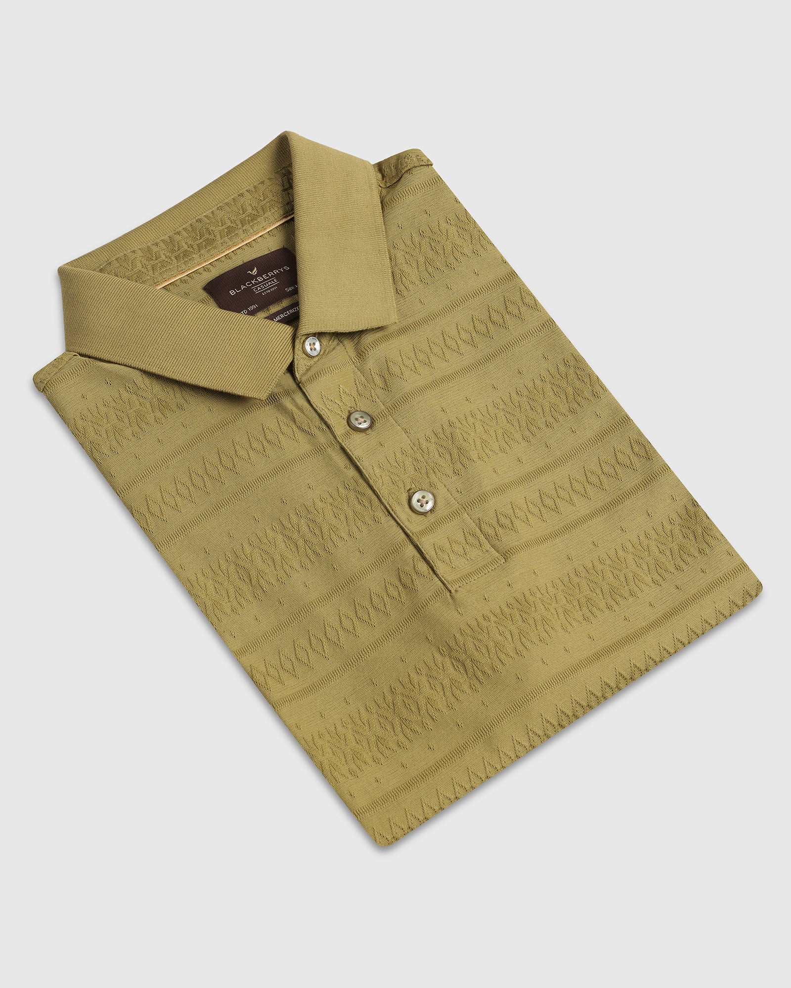Khaki Textured Polo - Tomb - Image 5