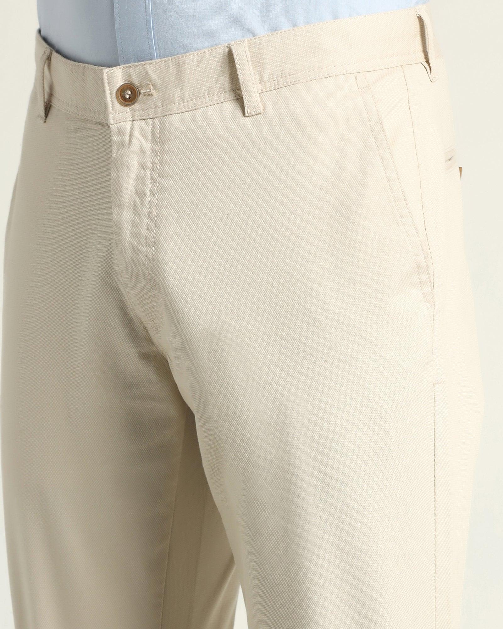 Slim Fit B-91 Casual Beige Solid Khakis - Kiler - Image 4