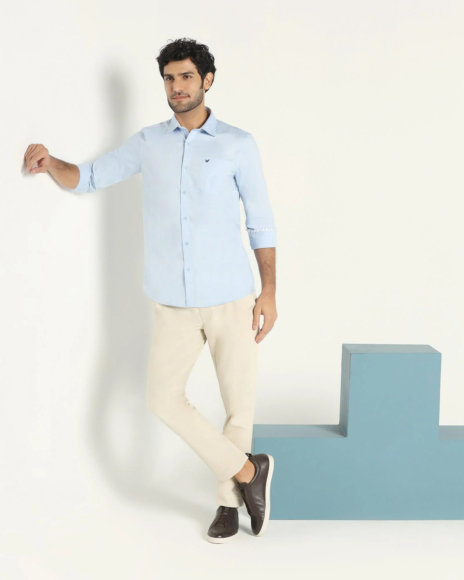 Slim Fit B-91 Casual Beige Solid Khakis - Kiler - Image 5