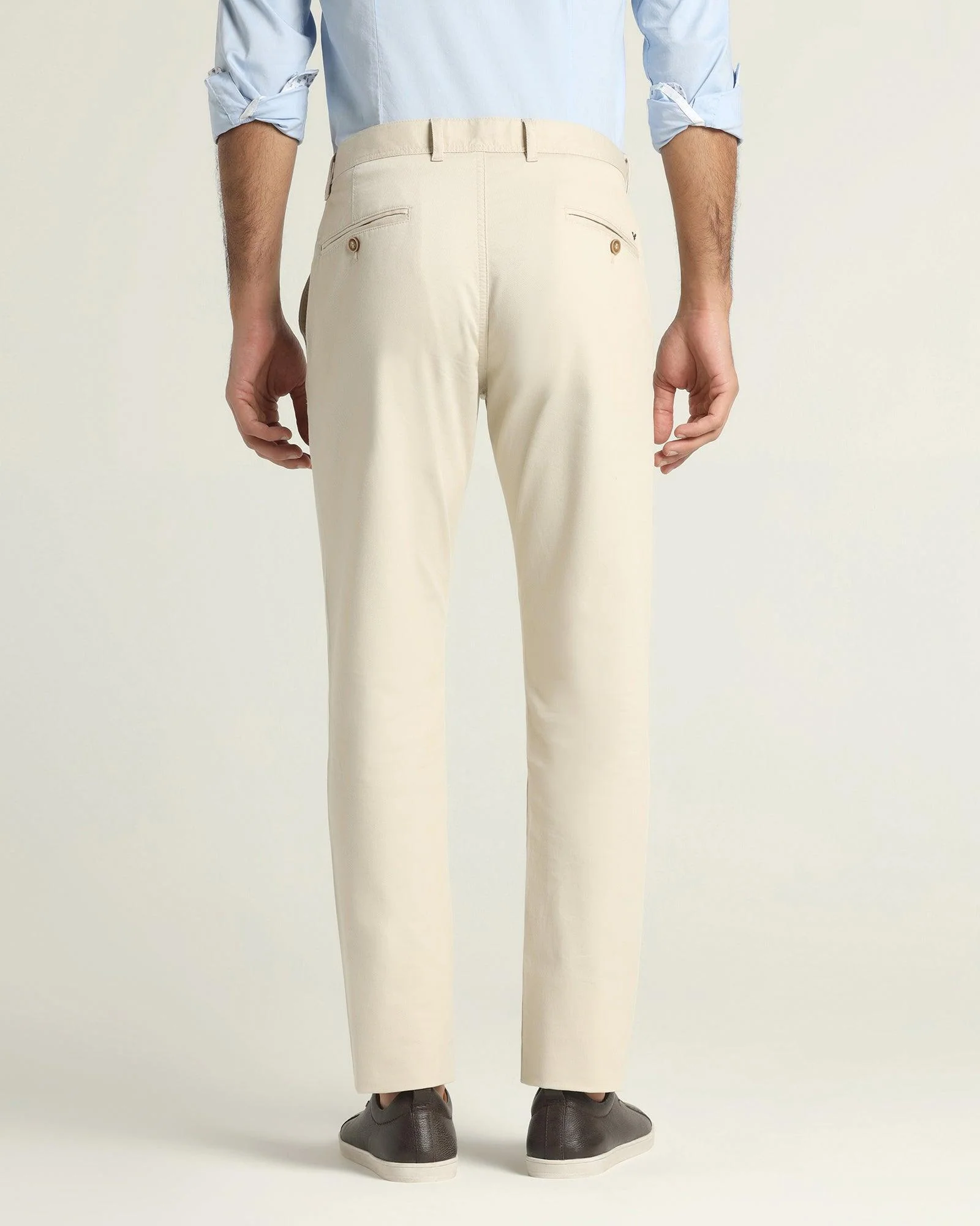 Slim Fit B-91 Casual Beige Solid Khakis - Kiler - Image 6