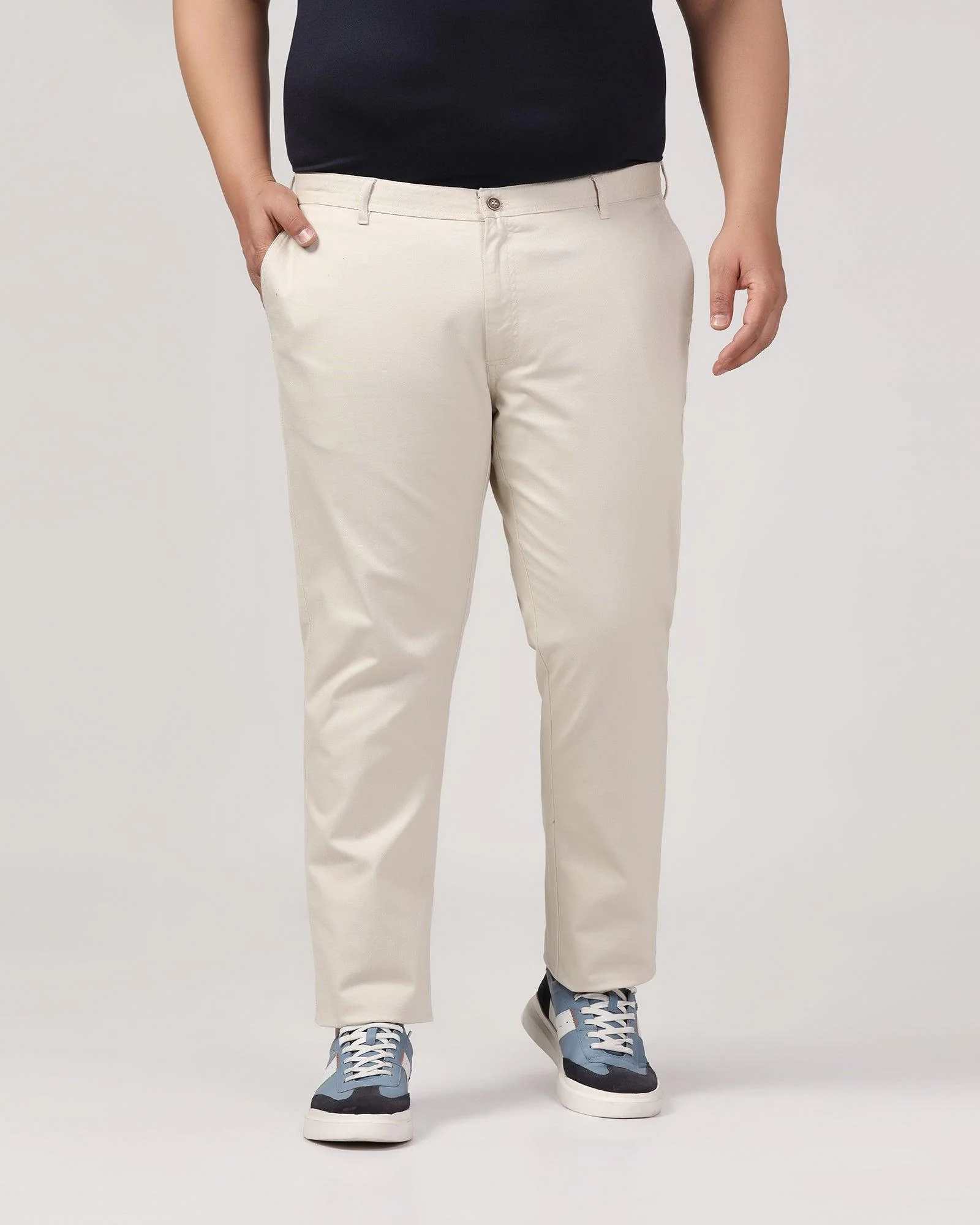 Slim Fit B-91 Casual Beige Solid Khakis - Kiler - Image 7