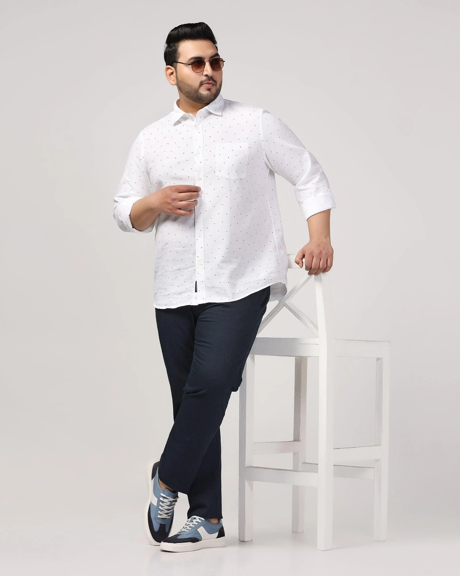 Slim Fit B-91 Casual Navy Solid Khakis - Kiler - Image 11