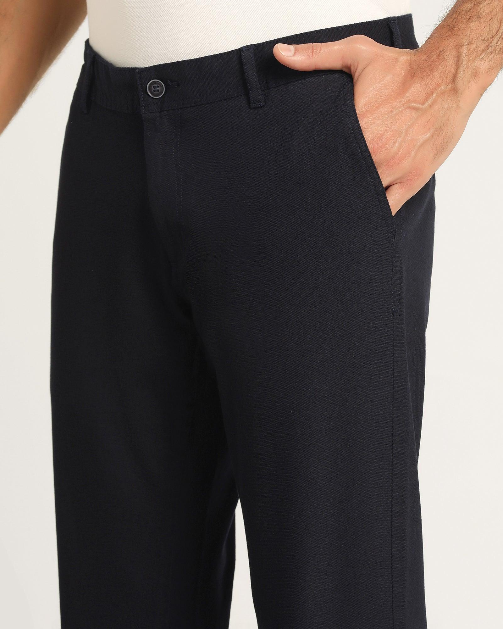 Slim Fit B-91 Casual Navy Solid Khakis - Kiler - Image 4