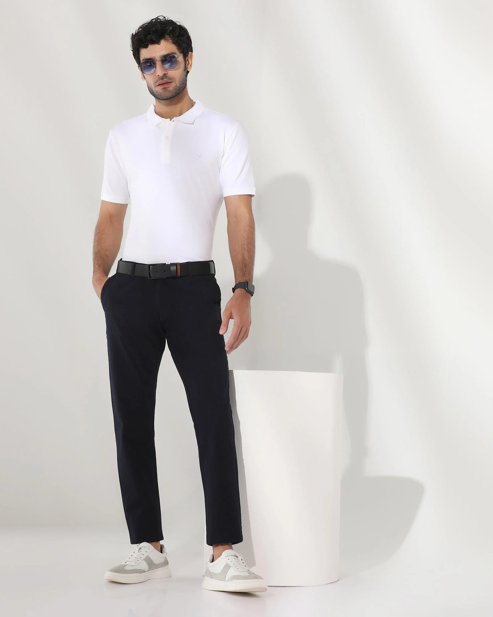 Slim Fit B-91 Casual Navy Solid Khakis - Kiler - Image 5