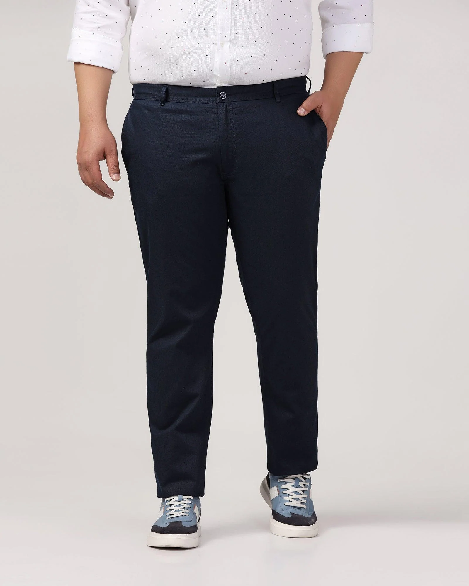 Slim Fit B-91 Casual Navy Solid Khakis - Kiler - Image 7